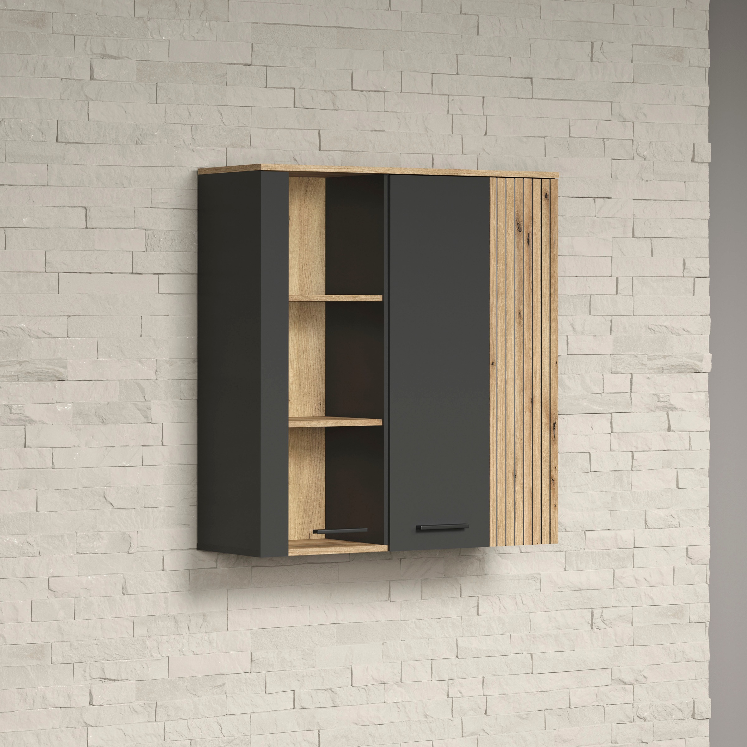 Home affaire Hängevitrine »Estepona« 1 Stk. tlg. Tür mit Akustikpaneel-Look