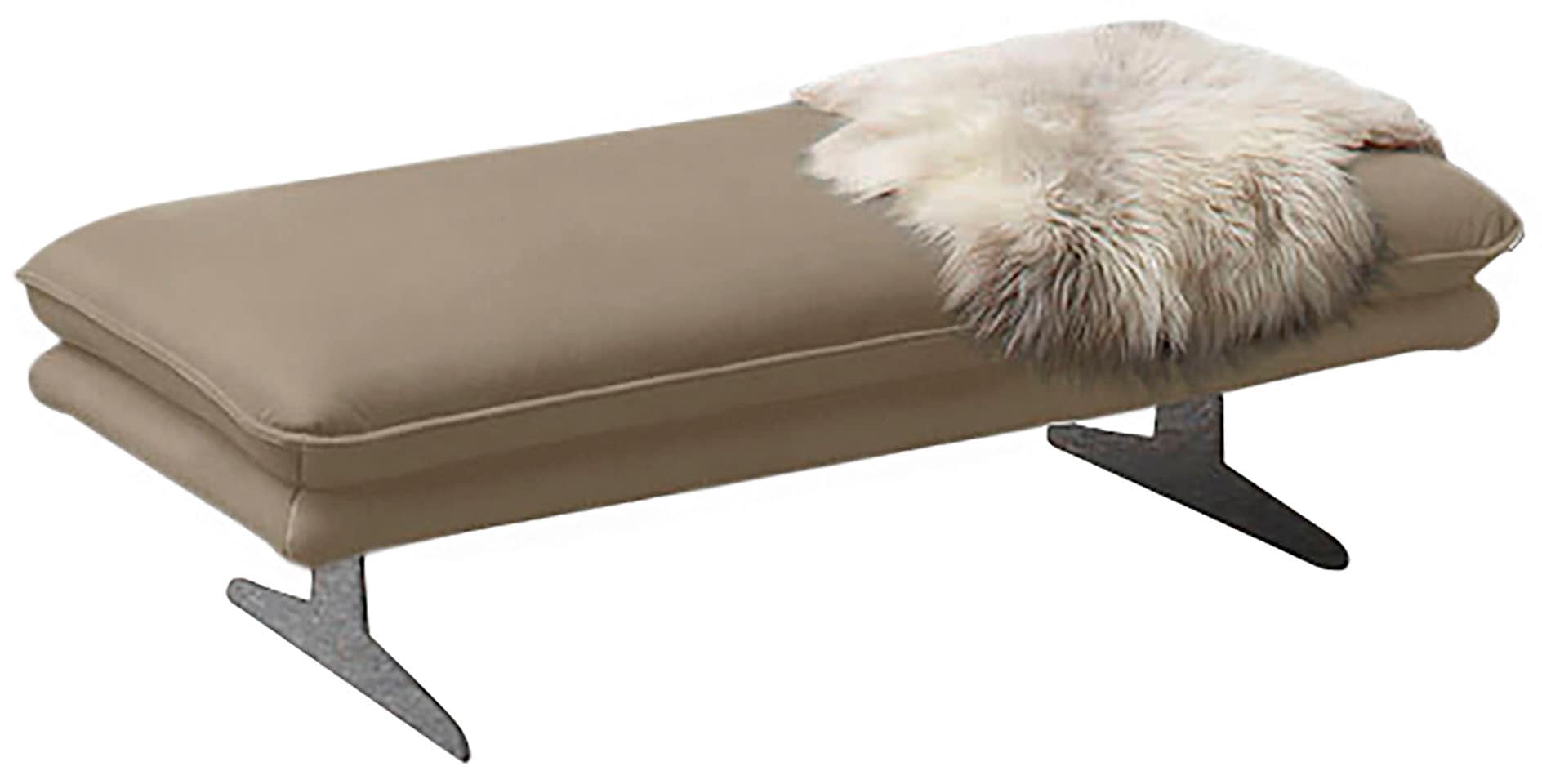 Polsterhocker W.SCHILLIG, braun (stone z59), B:145cm H:43cm T:71cm, Longlife Xtra-Leder Z59: Glattleder mit modischer Prägung. Hautstärke 0, 9 - 1, 1 mm, Hocker, Polsterhocker, Füße in Chrom glänzend