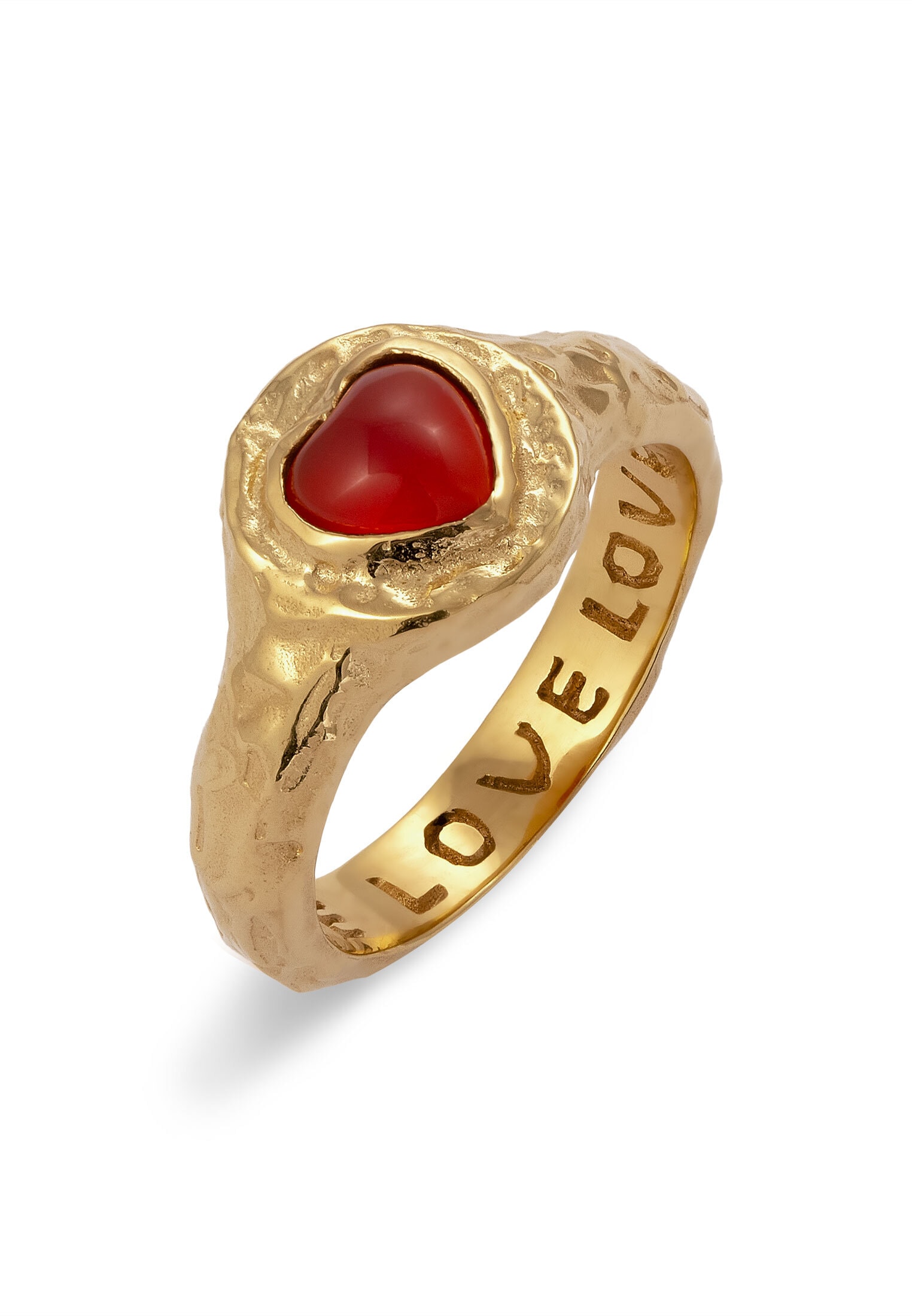 HAZE & GLORY Damen Siegelring "Ring Me hearty Siegelring Herz Onyx Rot 925 Sterling Silber", 60, Silber 925 (Sterlingsilber), gold, Silber 925