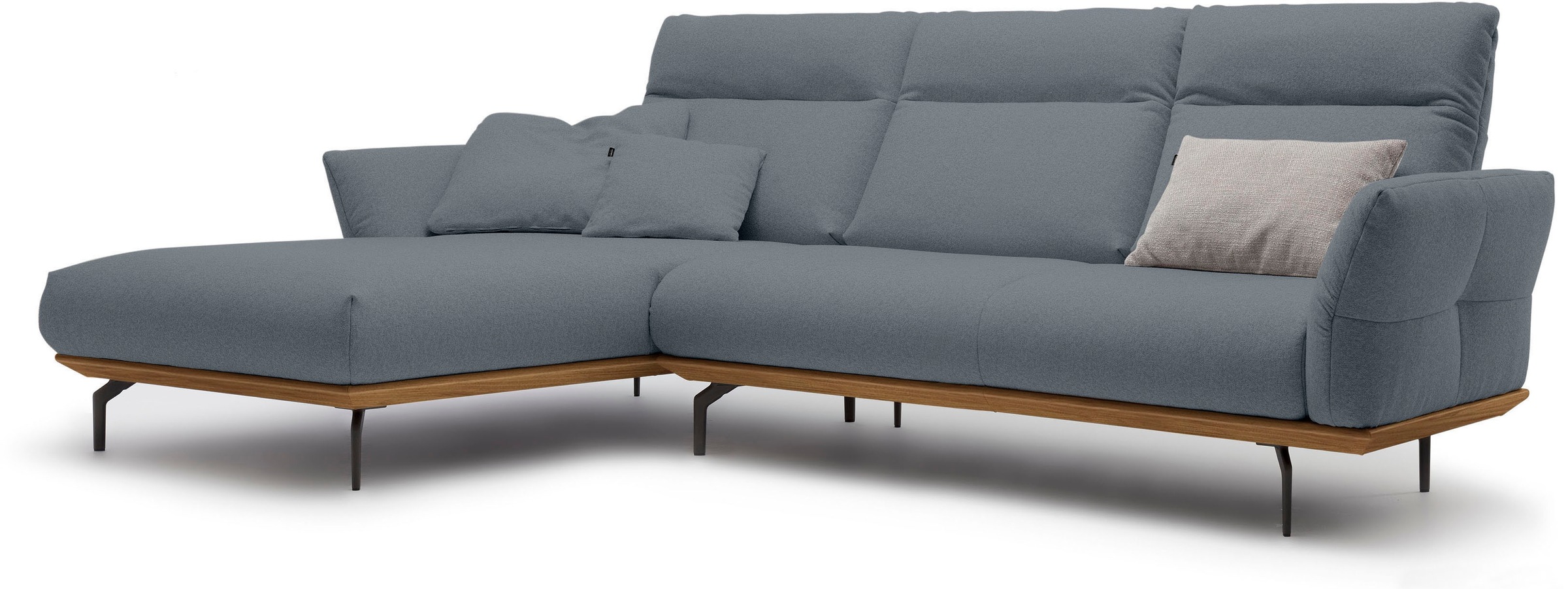 Creation BY ROLF BENZ Ecksofa »CR.460«, Sockel in Nussbaum, Winkelfüße in Umbragrau, Breite 298 cm