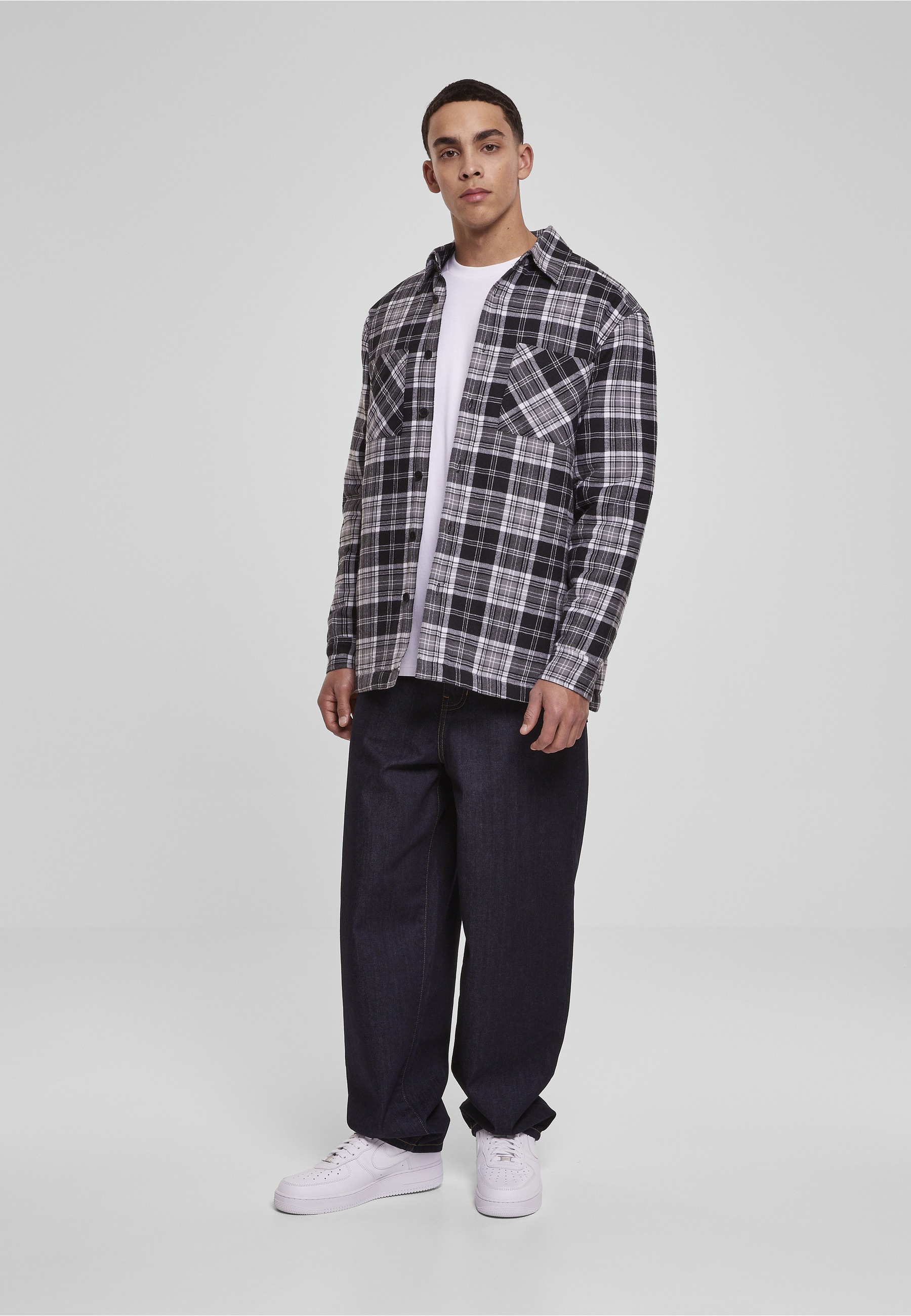URBAN CLASSICS Langarm-Poloshirt »Urban Classics Herren Padded Checked Shirt Jacket« 1 Stk.
