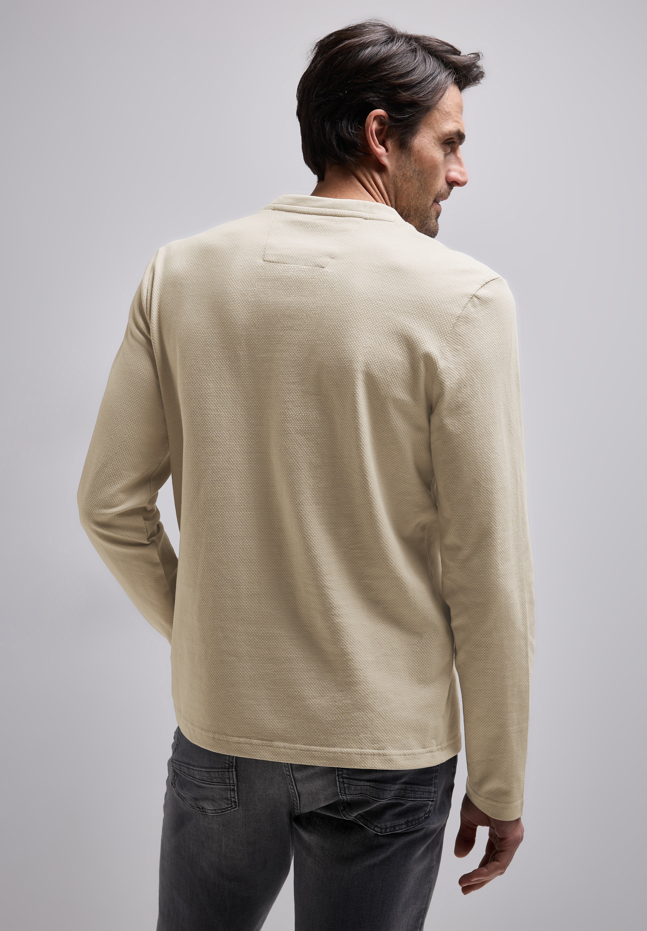 STREET ONE MEN Langarmshirt, aus reiner Baumwolle