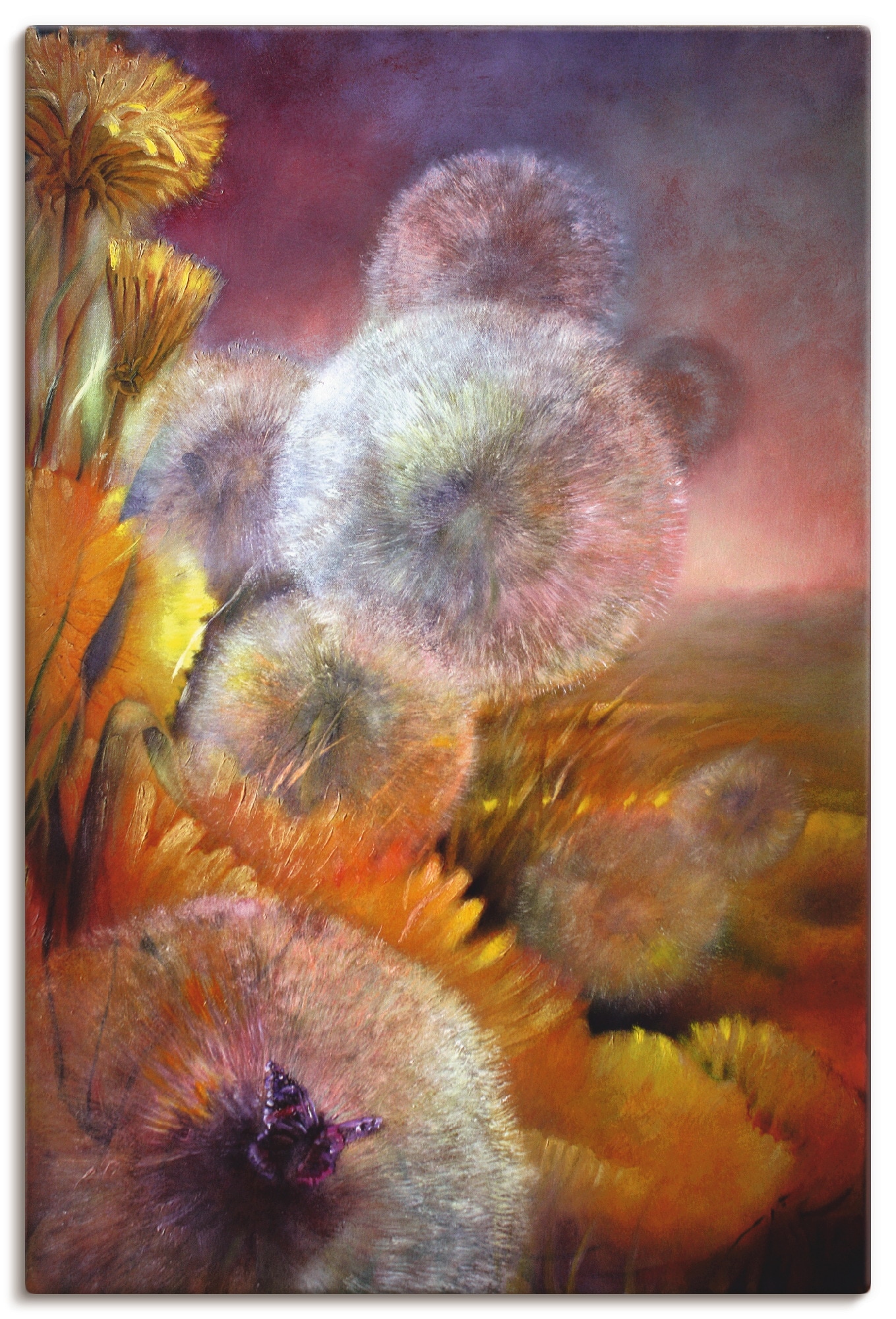 Artland Leinwandbild "Löwenzahn und Schmetterling" Blumen 1 Stk. tlg. auf H günstig online kaufen