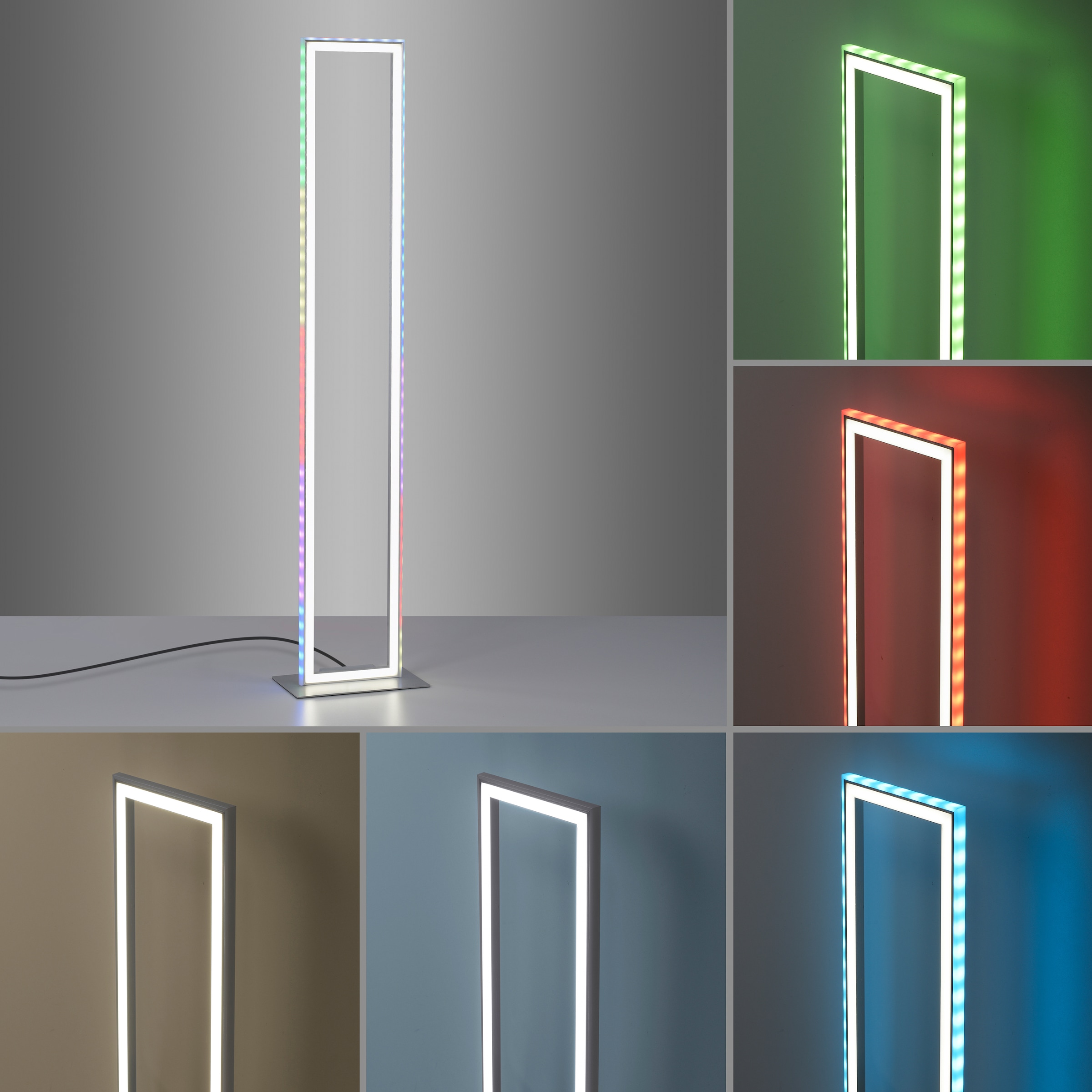 my home LED Stehlampe »Luan«, 2 flammig, Leuchtmittel LED-Board | LED fest integriert, Downlight: 2700-5000K, Sidelight: Rainbow-RGB, Infrarot-Fernbed. inkl.