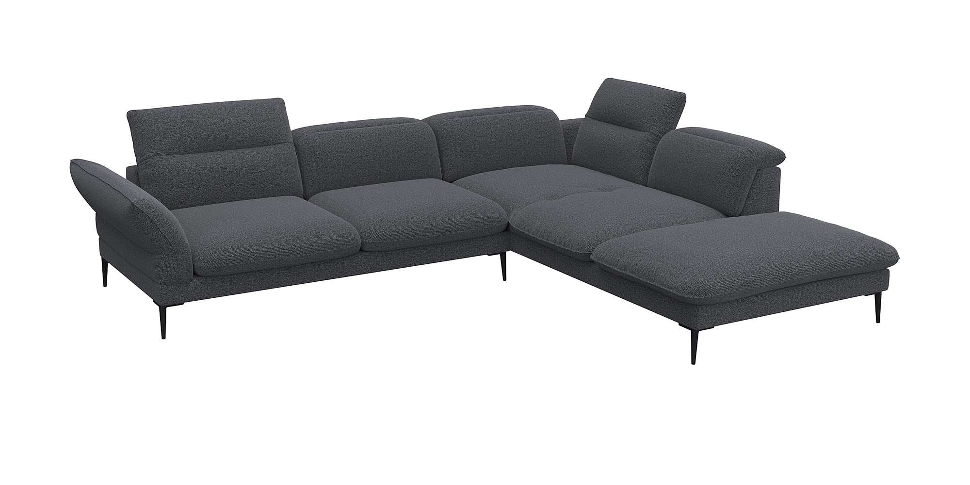 FLEXLUX Ecksofa »Salino, Funktionssofa mit Ottomane, Relaxsofa, Ecksofa«, Sofa mit Arm- und Kopfteil-Verstellungen, Kaltschaum & Stahl-Wellen