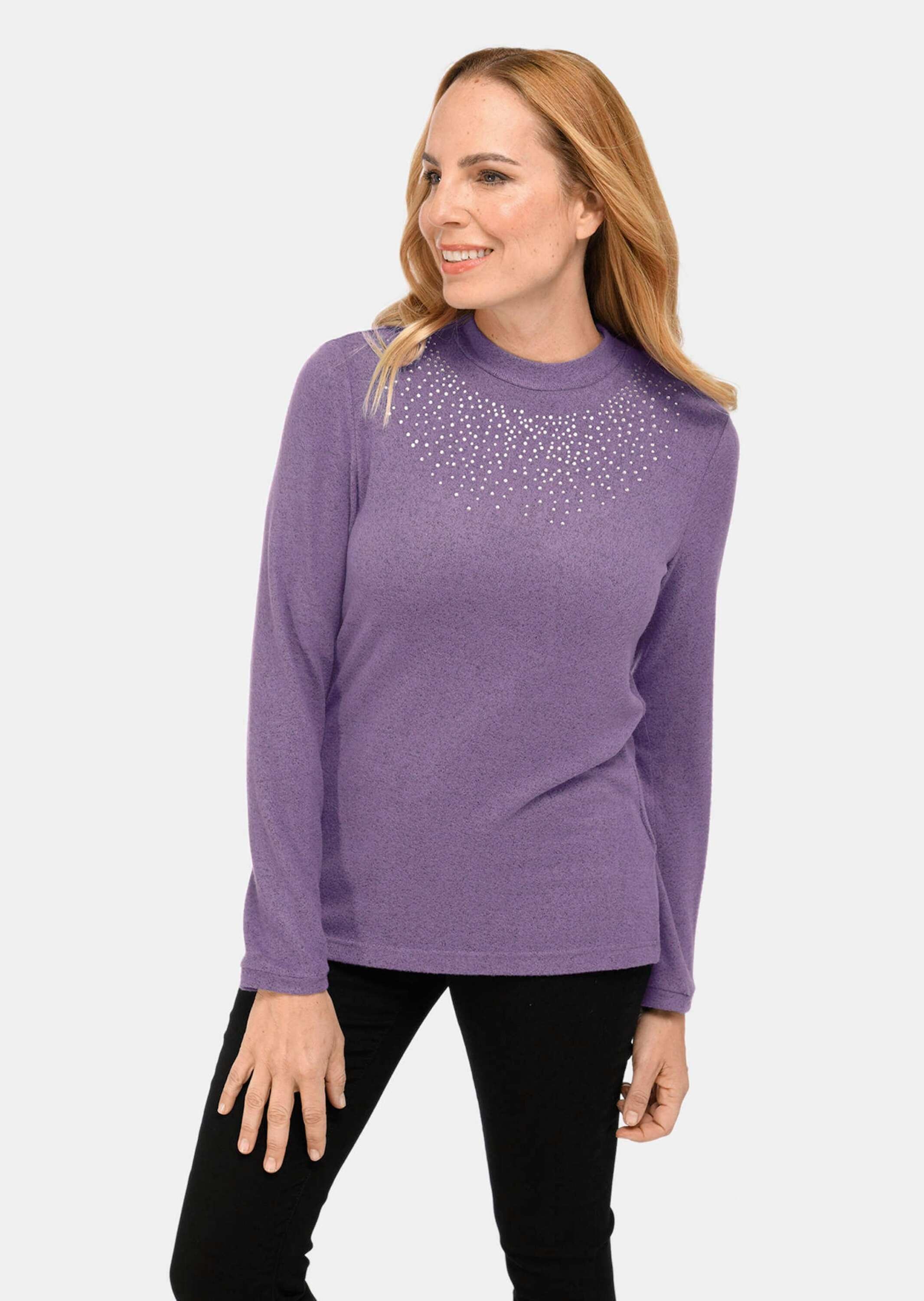 GOLDNER Longpullover "Angenehm weiches Shirt mit Glitzersteinen" günstig online kaufen