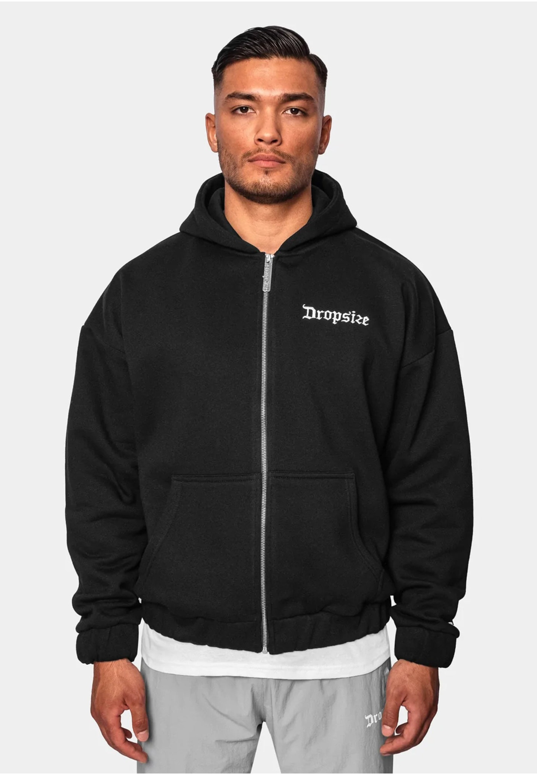 Dropsize Kapuzensweatshirt "Dropsize Herren Super Heavy Oversize Blank Zip günstig online kaufen