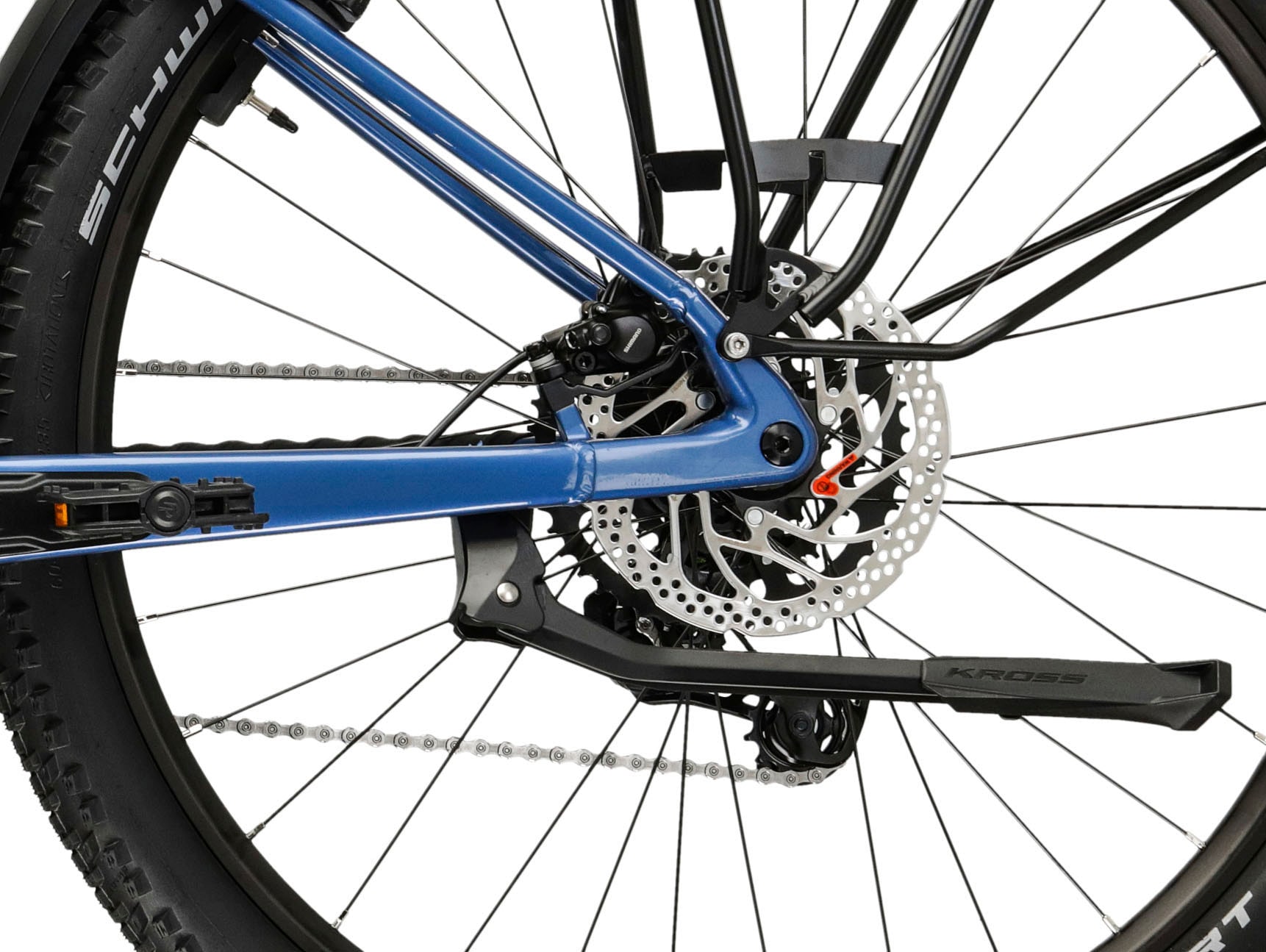 Kross »Influx Hybrid SUV 2.0 16,7Ah / BOSCH 600 Wh 29" blau 9 Gänge 2026« 9 Gang Shimano CUES U4000 Schaltwerk Kettenschaltung Mittelmotor 250 W BOSCH PERFORMANCE LINE PX Mittelmotor