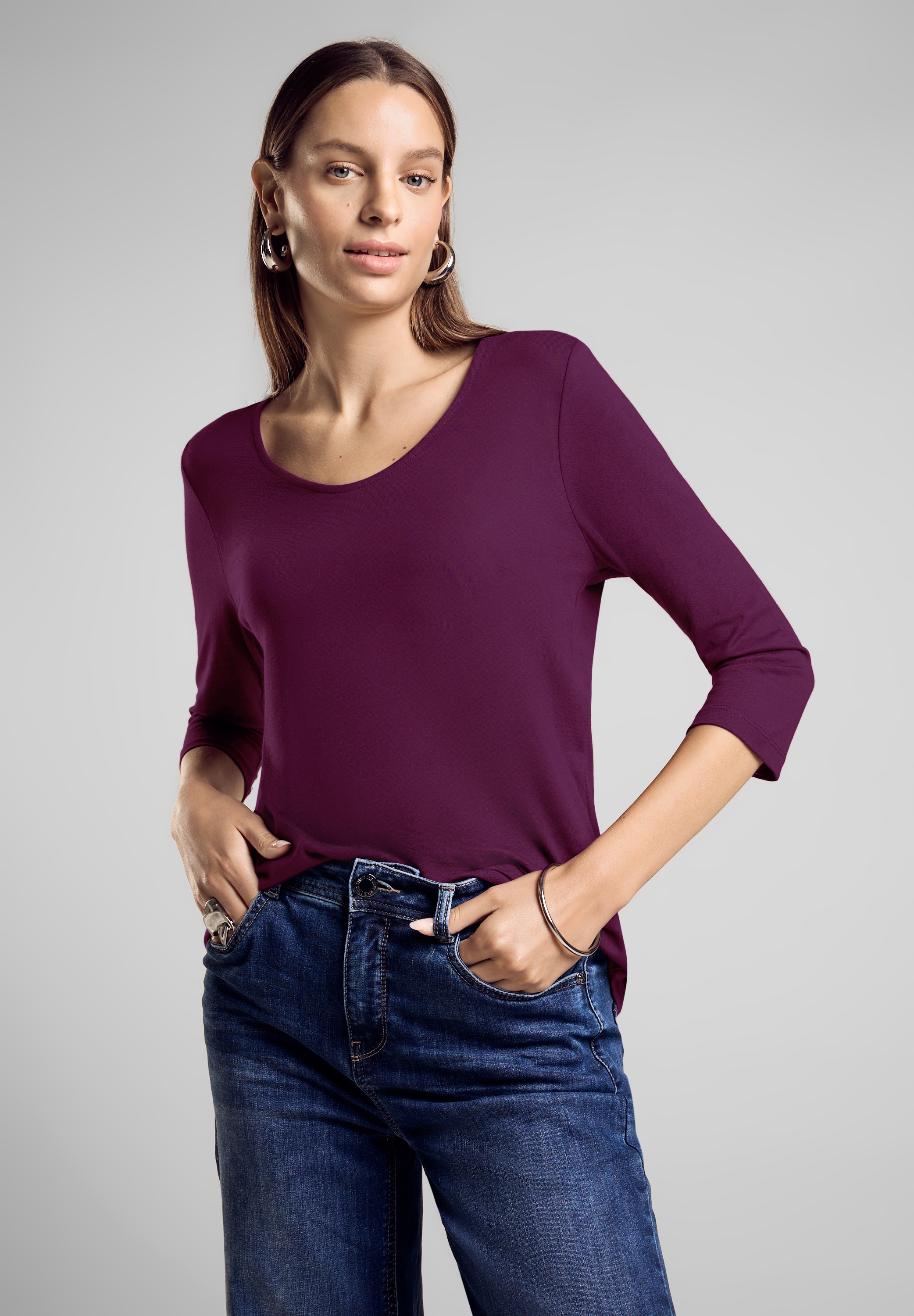 3/4-Arm-Shirt, im soften Baumwoll-Mix