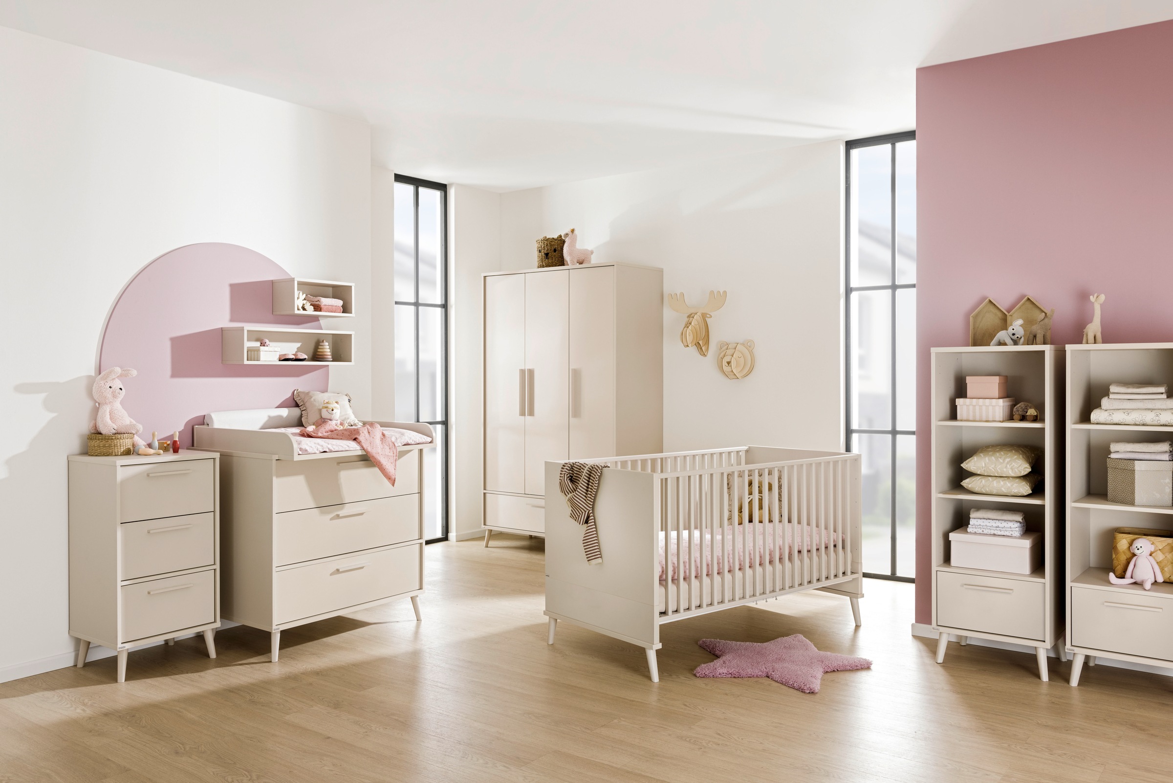 PAIDI Babybett "EEFJE 70x140cm in Beige, umbaubares Kinderbett mit Massivho günstig online kaufen