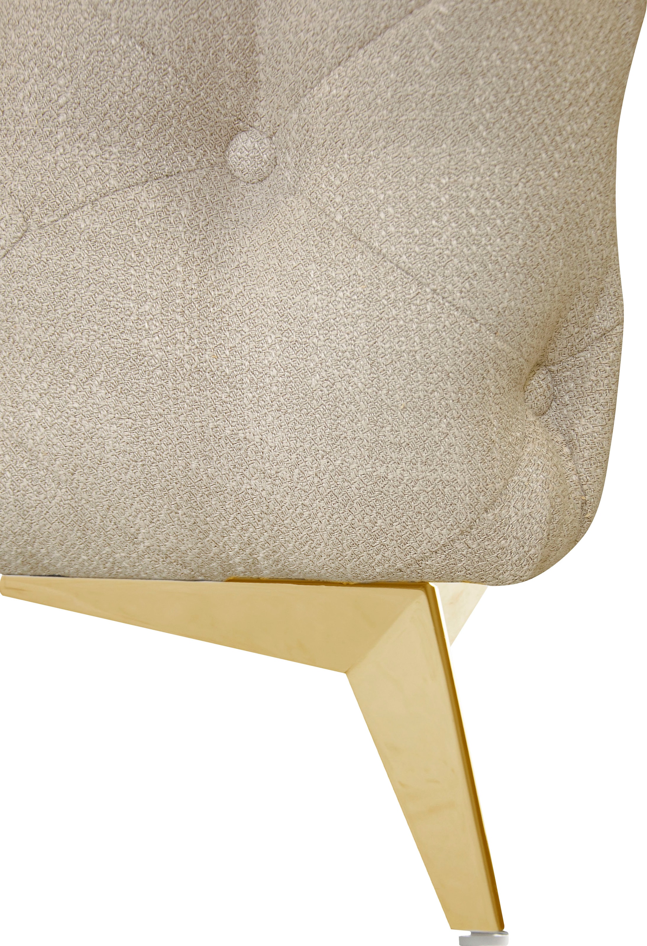 Leonique Chesterfield-Sofa »Ecksofa GLYNIS L-Form mit Wellenunterfederung, Maße B/T/H 323/264/75cm«, aufwändige Knopfheftung, moderne Chesterfield Optik, Fußfarbe wählbar