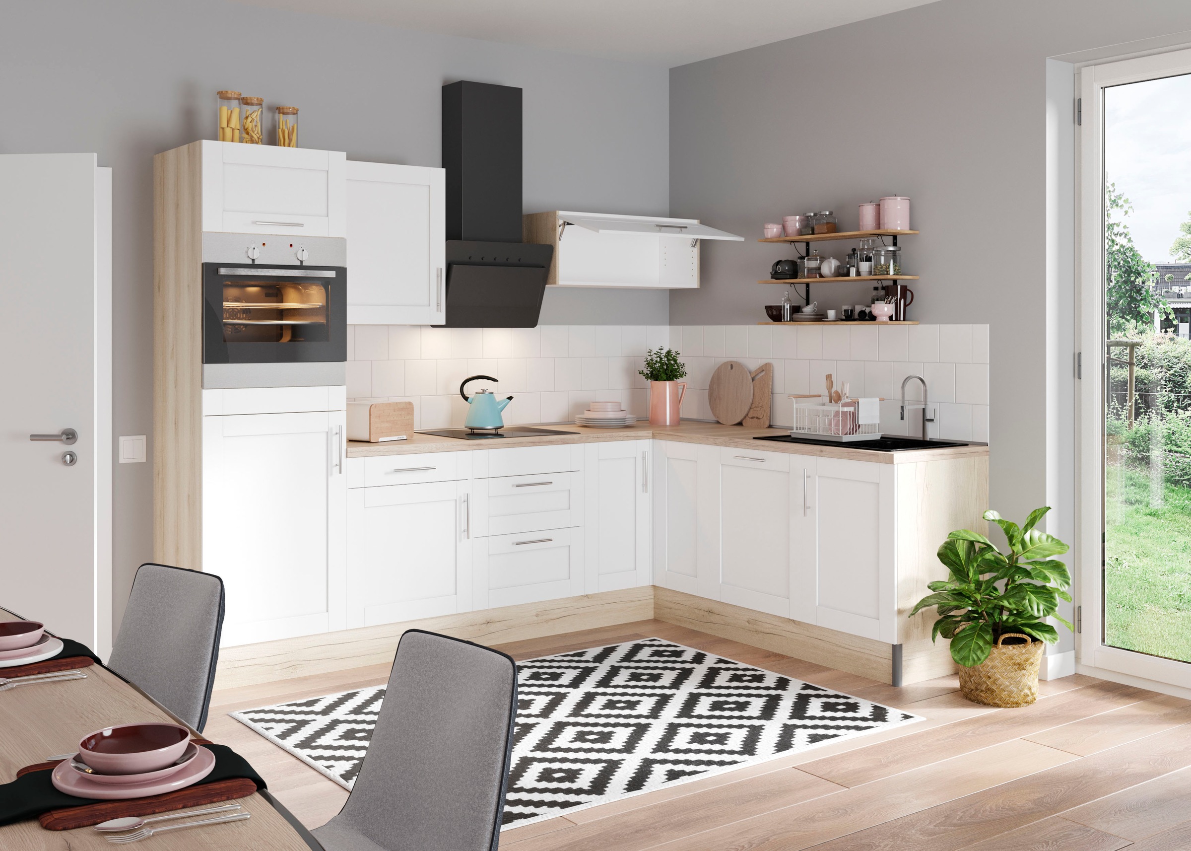 OPTIFIT Küche »Ahus«, 200 x 270 cm breit, wahlweise mit E-Geräten, Soft Close Funktion