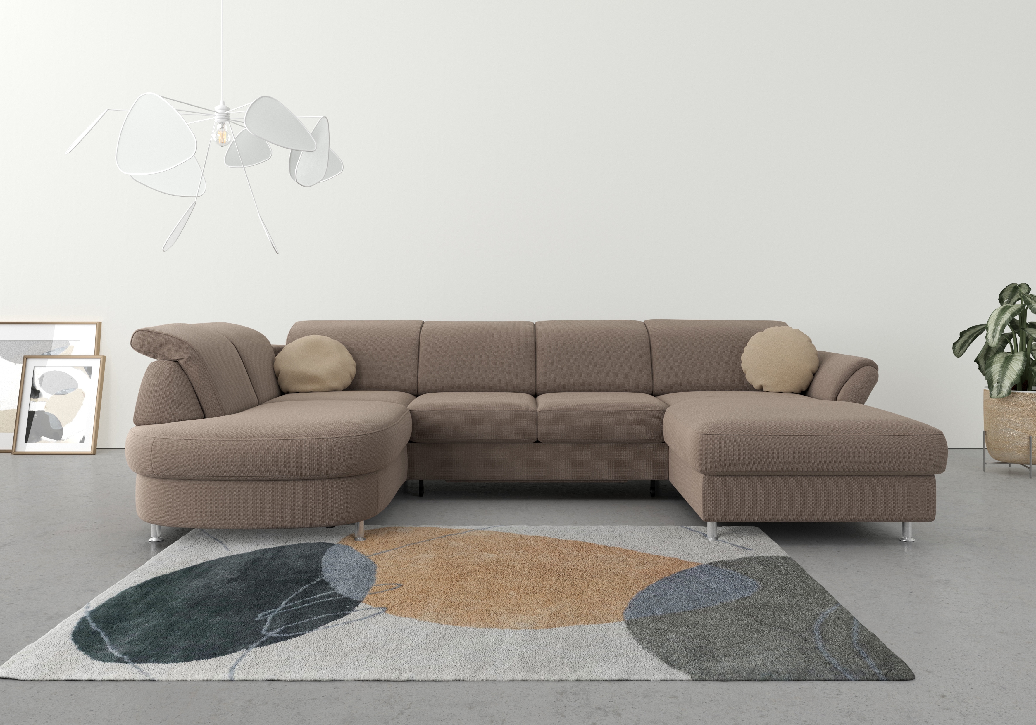 sit&more Wohnlandschaft "Apulia U-Form" wahlweise Schlaffunktion, Bettkasten und Kopf- und Armteilverstellung