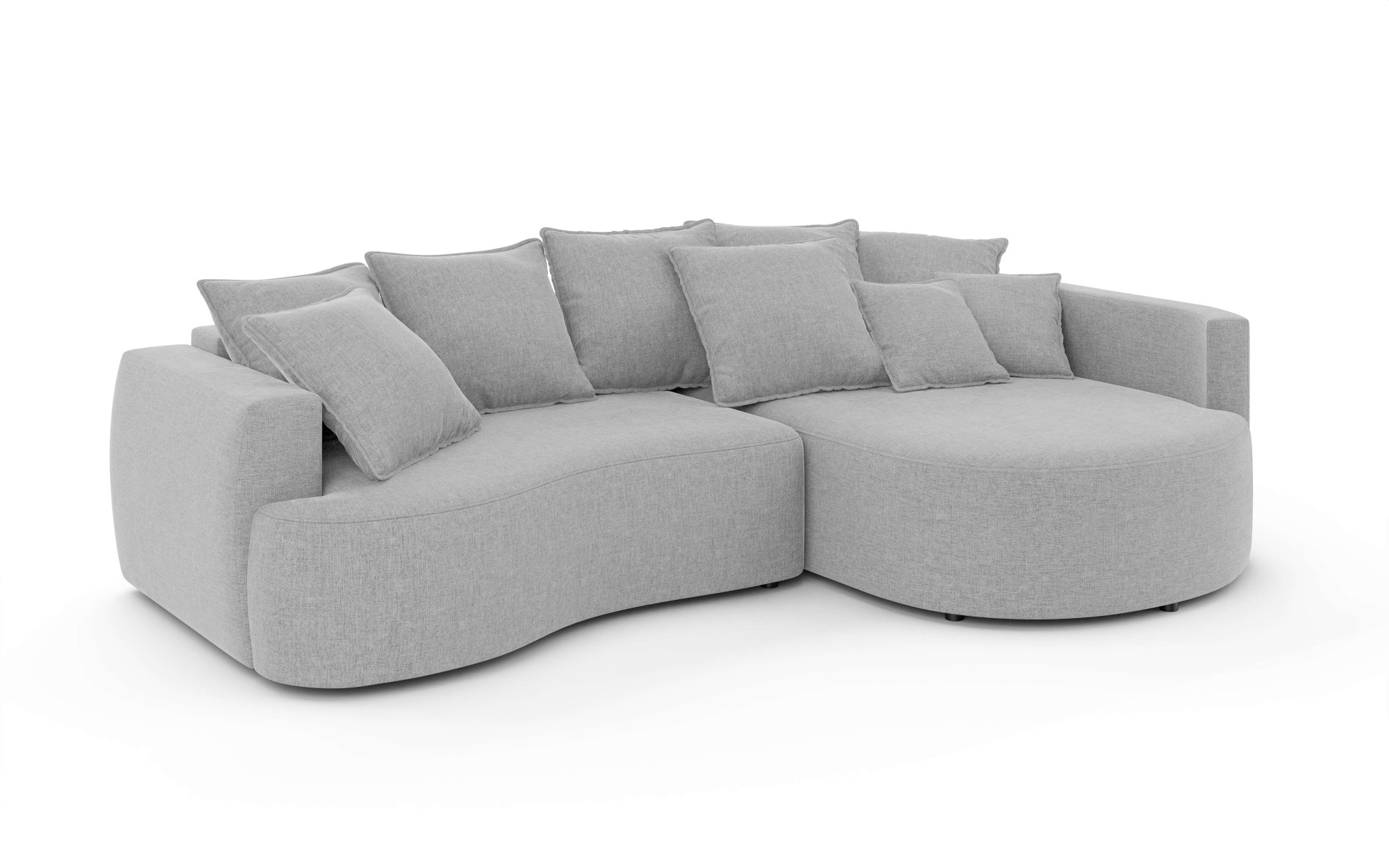 INOSIGN Ecksofa »Kahekili, Schlafsofa mit Bettkasten, Maße B/T/H: 255/181/90/ cm«, L-Form mit Wellenunterfederung, 7 Rückenkissen und 2 Zierkissen