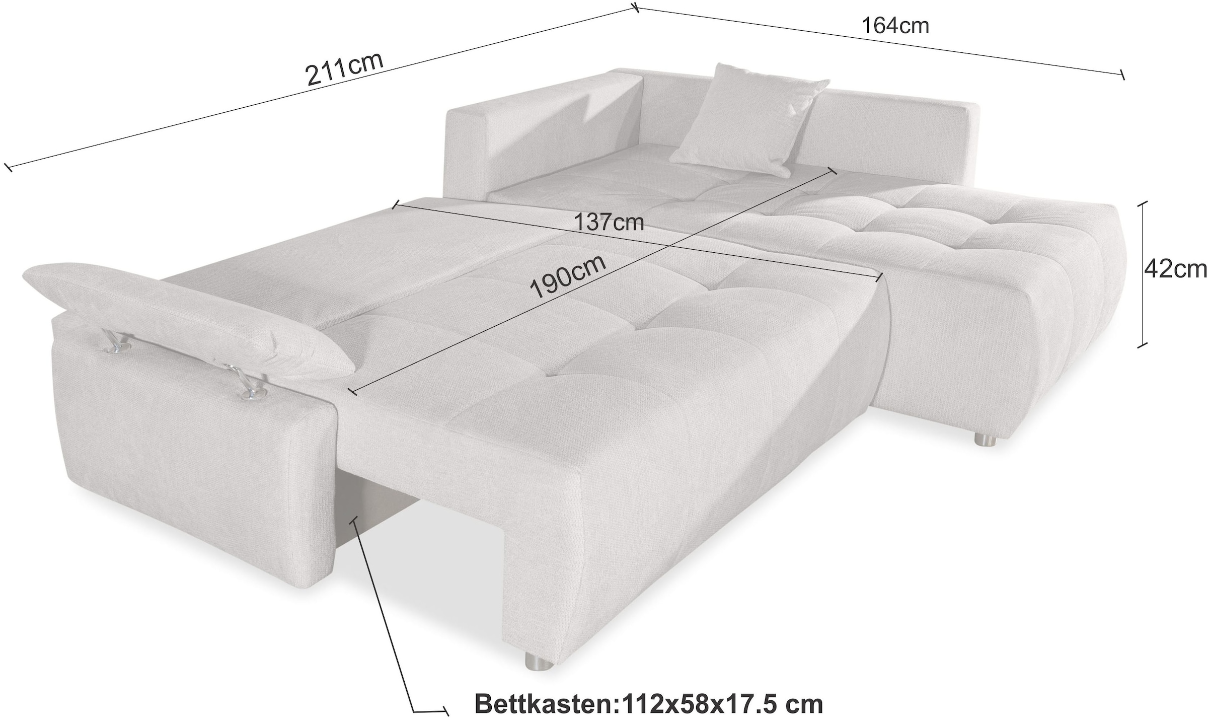 COLLECTION AB Ecksofa Ecksofa, Schlaffunktion, Bonnelfederkern, Kissen, Armverstellung