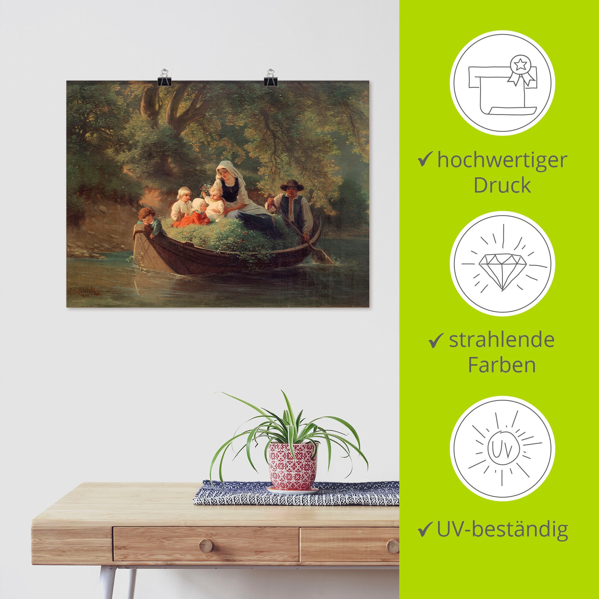 Artland Wandbild »Bauernfamilie in einem Boot«, Gruppen & Familien, (1  St.), als Alubild, Leinwandbild, Wandaufkleber oder Poster in versch.  Größen kaufen | BAUR