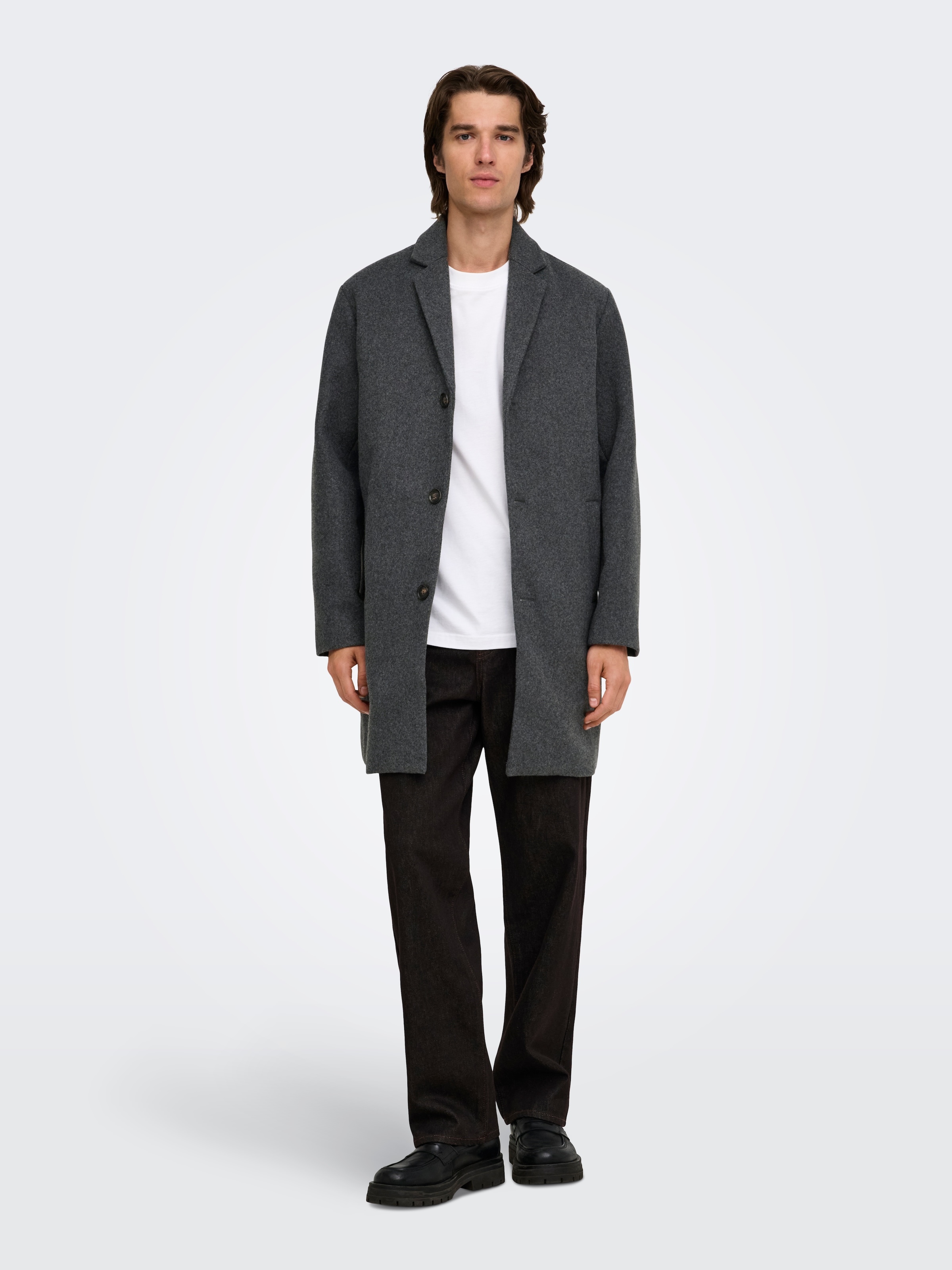 ONLY & SONS Kurzmantel »ONSMAYLON NEW WOOL COAT OTW OTL« Polyester, Knopfleiste