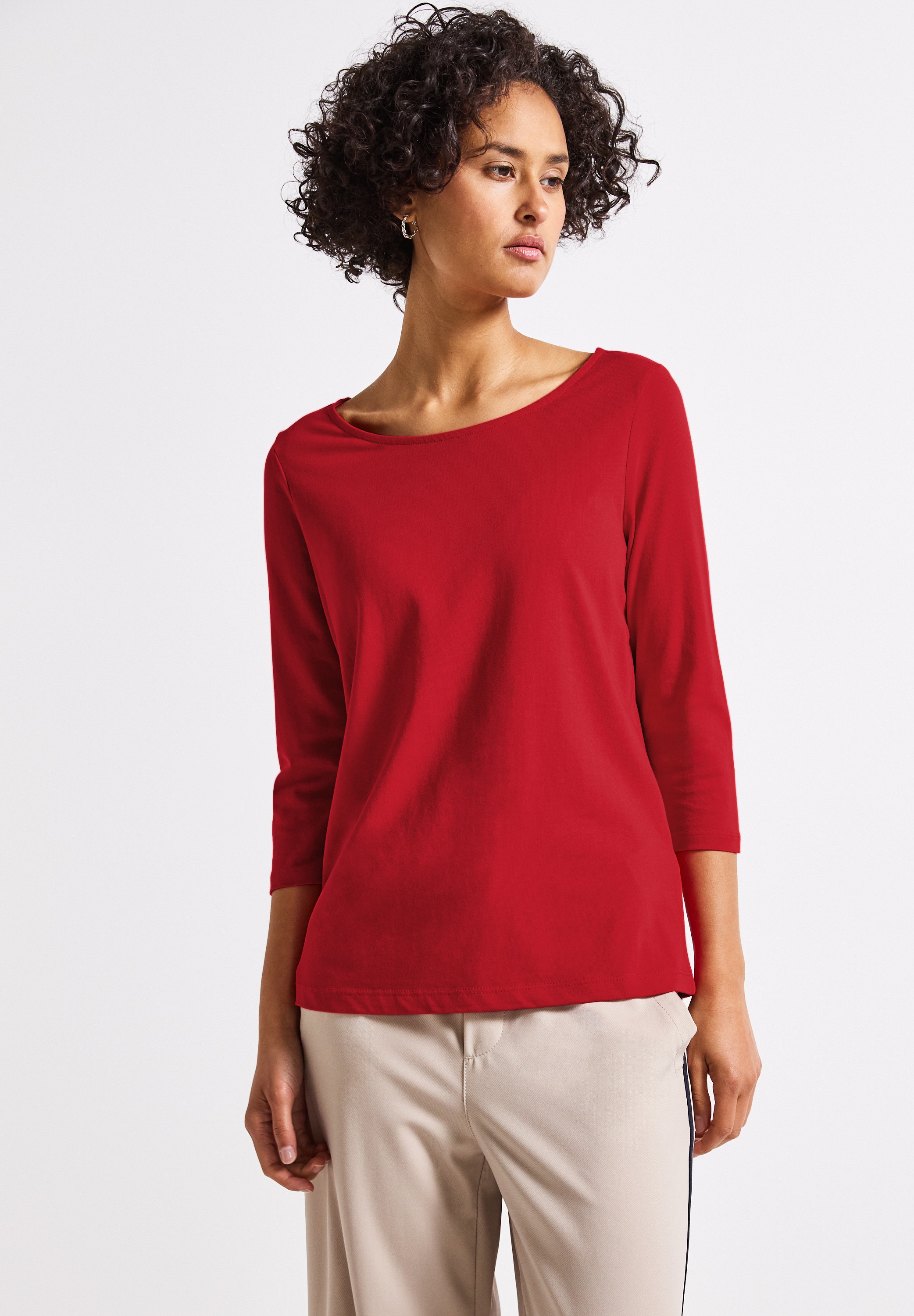 STREET ONE Langarmshirt, aus Baumwolle mit Stretchante günstig online kaufen
