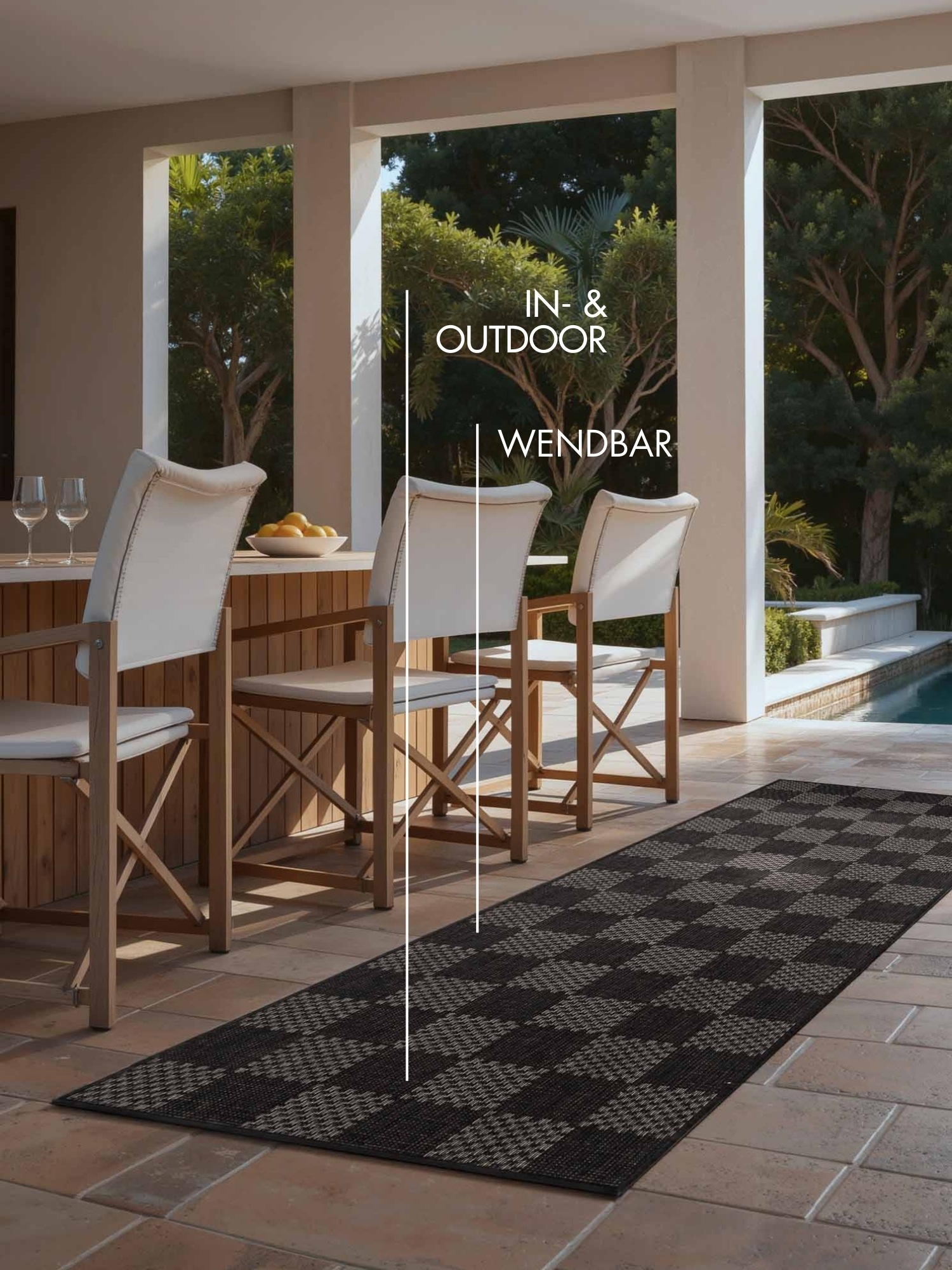 Teppich TED BAKER "Dorothy, Wendeteppich", schwarz weiß, B:80cm H:8mm L:200cm, Polypropylen, Teppiche, Teppich, Designteppich, Wetterfest, Pflegeleicht, Modern, Wohnzimmer, Terrasse 2