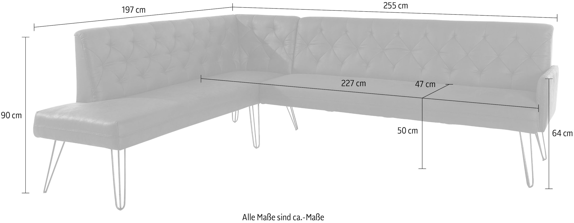 exxpo - sofa fashion Eckbank »Doppio, Chesterfield Optik, komfortabel und bequem, hohe Designfüße«, Frei im Raum stellbar