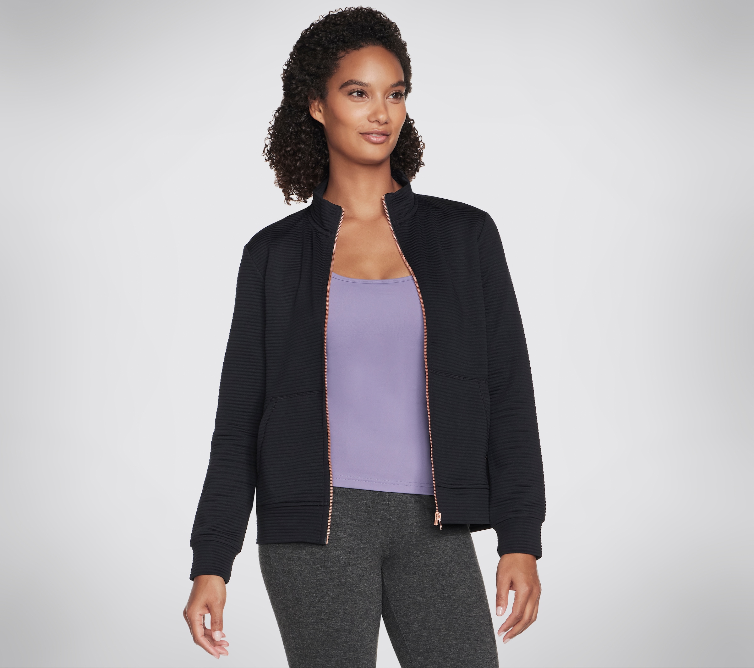 Skechers Trainingsjacke "Womens Jacket" Skech-Sweats™ Soft-Fleece, Stehkragen, Geteilte Kängurutasche