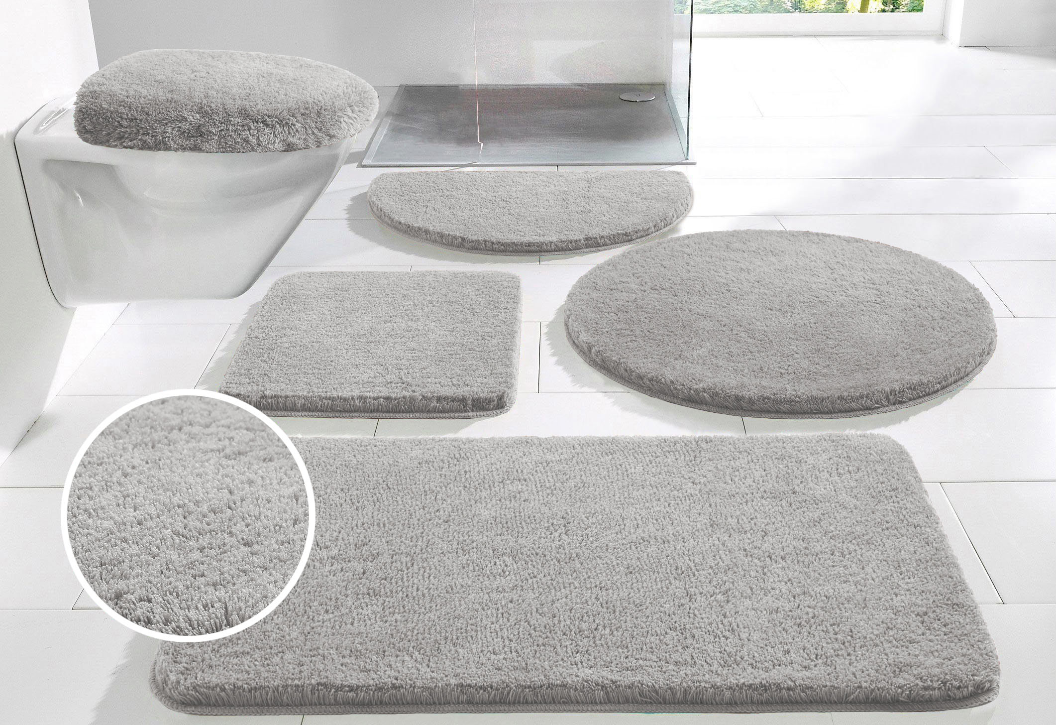 OTTO home Badematte "Merida, Badvorleger, Badezimmer Teppich" Höhe 32 mm rutschhemmend beschichtet fußbodenheizungsgeeignet schnell trocknend strapazierfähig Badteppich, Uni Farben, rechteckig, rund & als 2-tlg. Set erhältlich