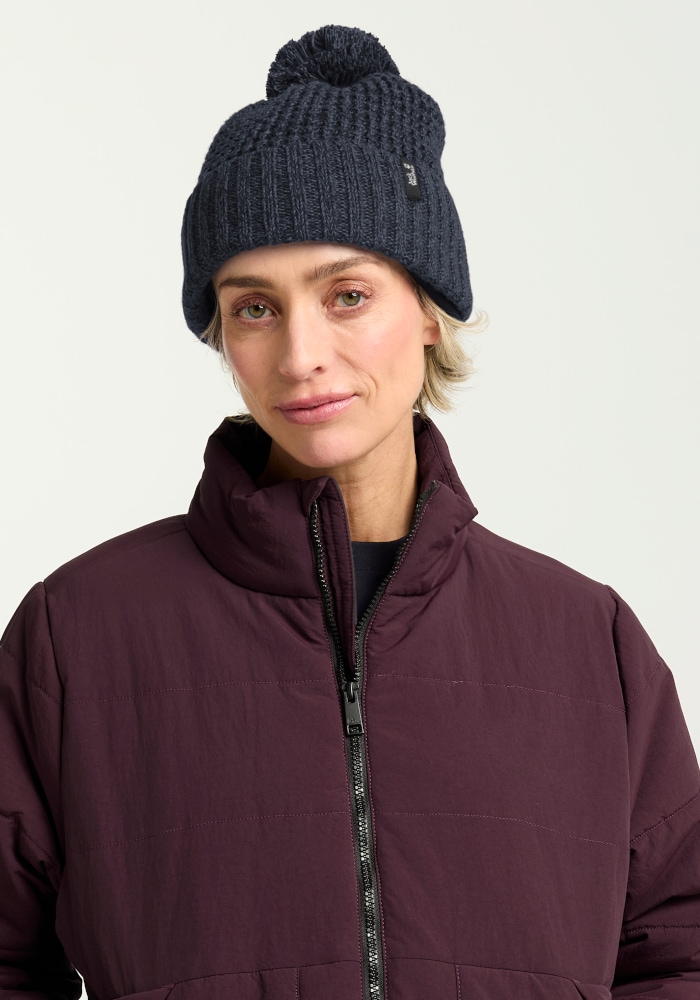 Jack Wolfskin Beanie »MEDLEY KNIT BEANIE W« Bommelmütze, warm, mit Fleece-Futter