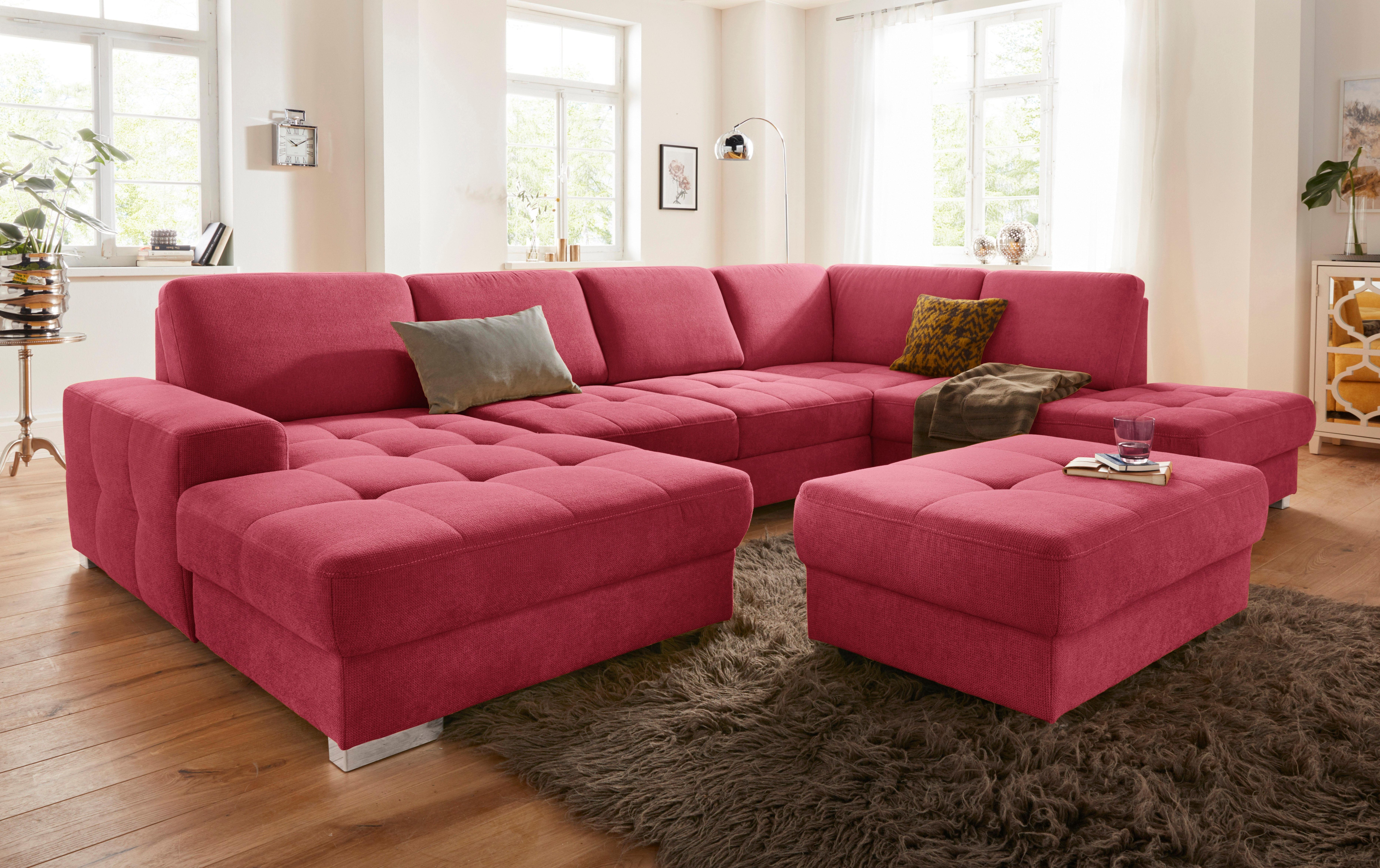 sit&more Wohnlandschaft "Santorini U-Form" mit Federkern und Sitztiefenverstellung, wahlweise mit Schlaffunktion