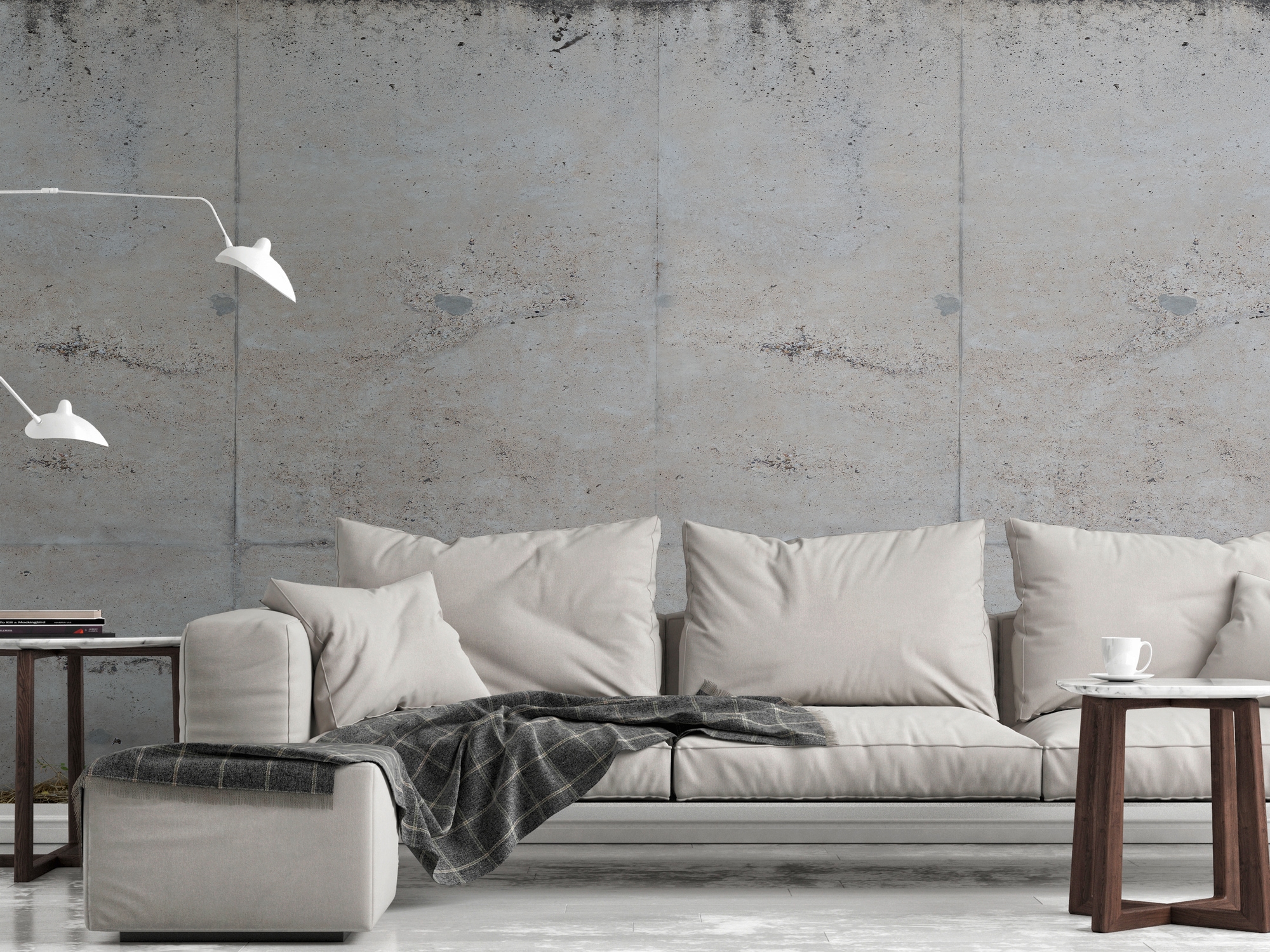 living walls Fototapete "Fototapete Betonwand" gemustert matt neutral glatt Betonoptik Industrial Look Loftoptik Steinwand Tapeten Wohnzimmer Flur