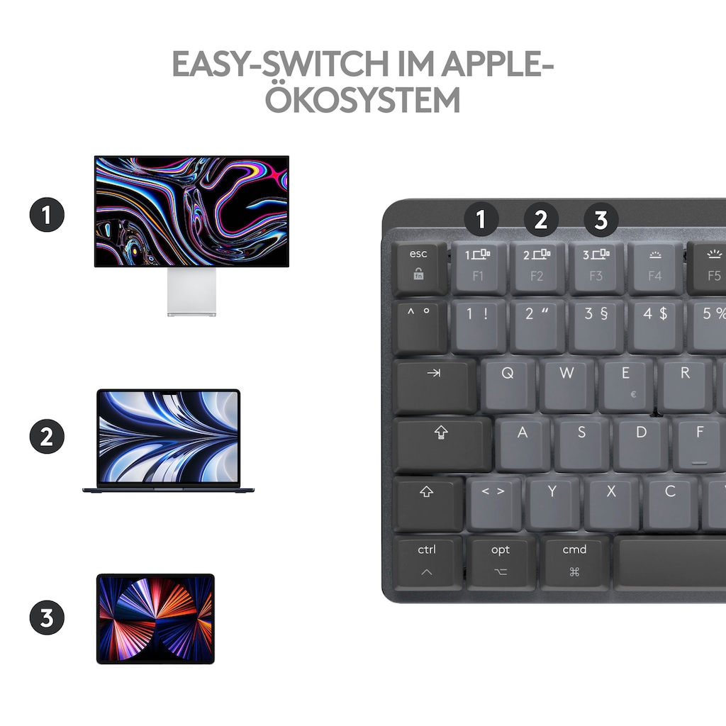 Logitech Wireless-Tastatur »MX Mechanical Mini for Mac Minimalist«, (USB-Anschluss-Fn-Tasten-Easy-Switch)