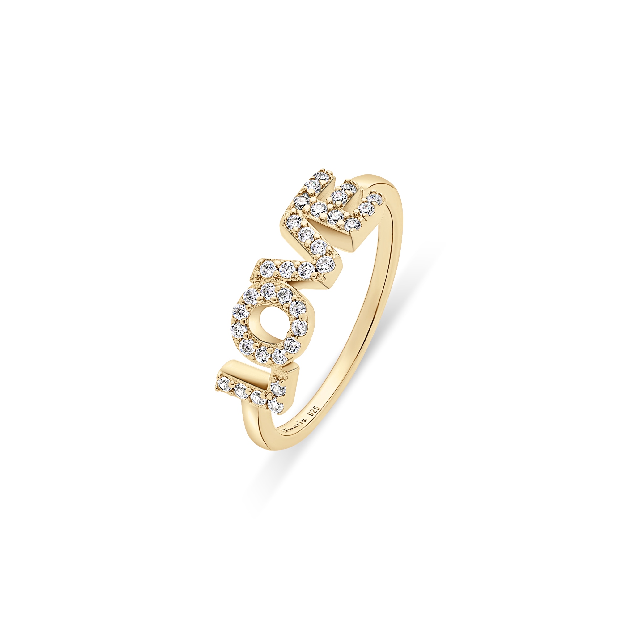 Fingerring TAMARIS "Schmuck Geschenk Ring Love" Gr. 54, gelbgoldfarben, kristallweiß, Fingerringe, Damen, 54, Silber 925 (Sterlingsilber), Fingerring, mit Zirkonia (synth.)