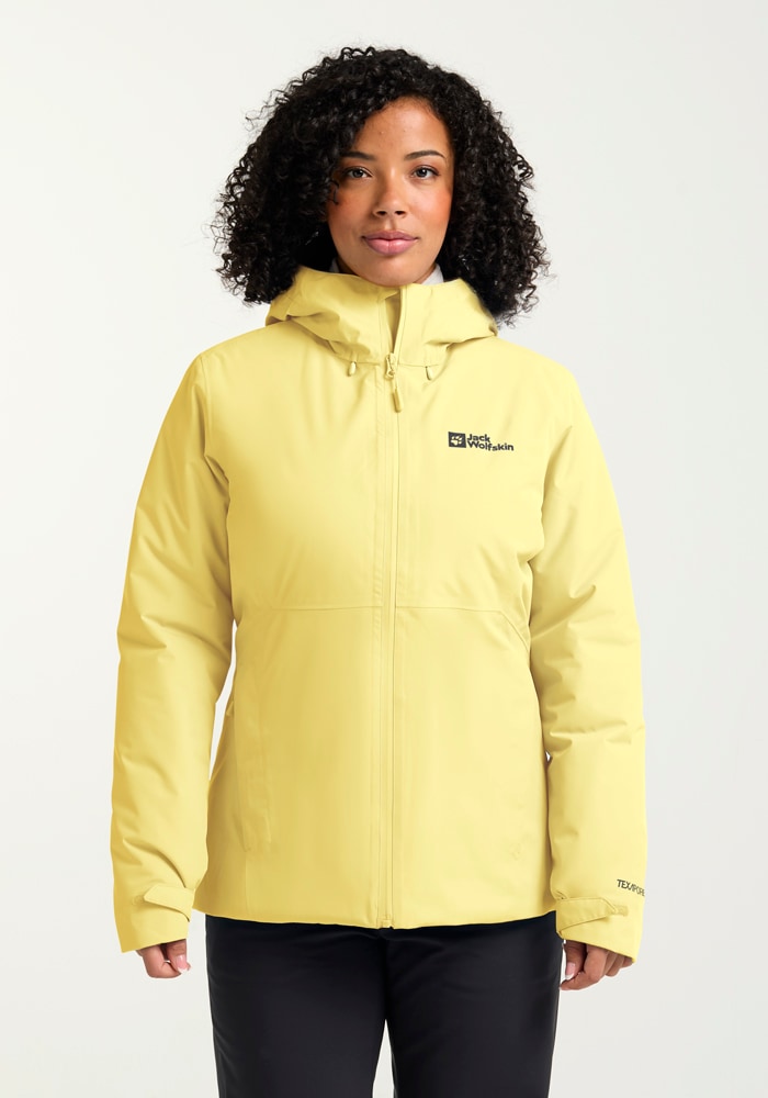 Jack Wolfskin Outdoorjacke "WISPER INS JKT W" mit Kapuze mit TEXAPORE ECOSPHERE, regulierbare Weite, atmungsaktiv, wasserdicht