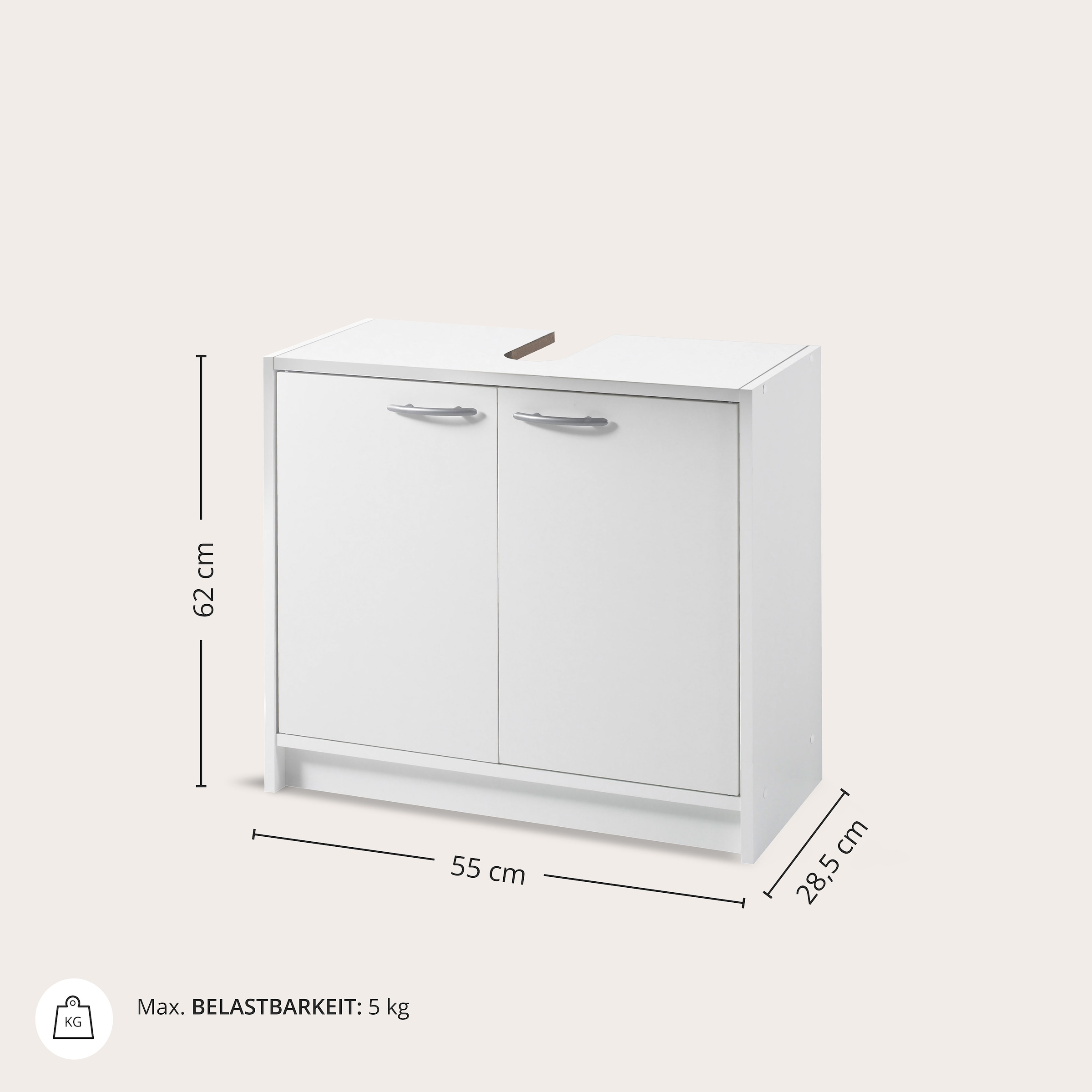 BASIC by Balculina Waschbeckenunterschrank »Smash, Breite 63 cm«, (1 St.), mit 2 Türen