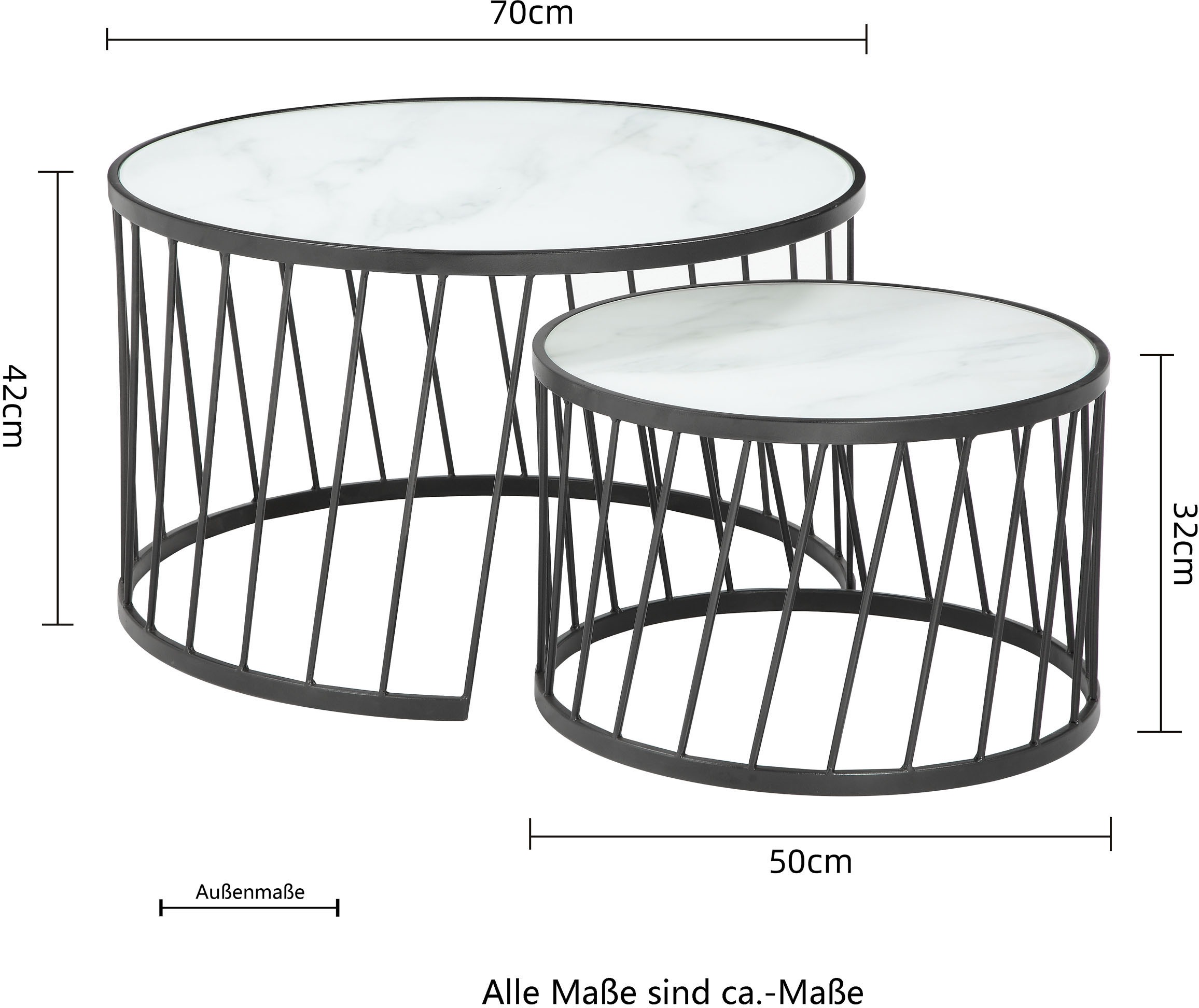 Timbers Couchtisch »Torrance«, (Set, 2er-Set), Gestell aus Metall, 2er-Set