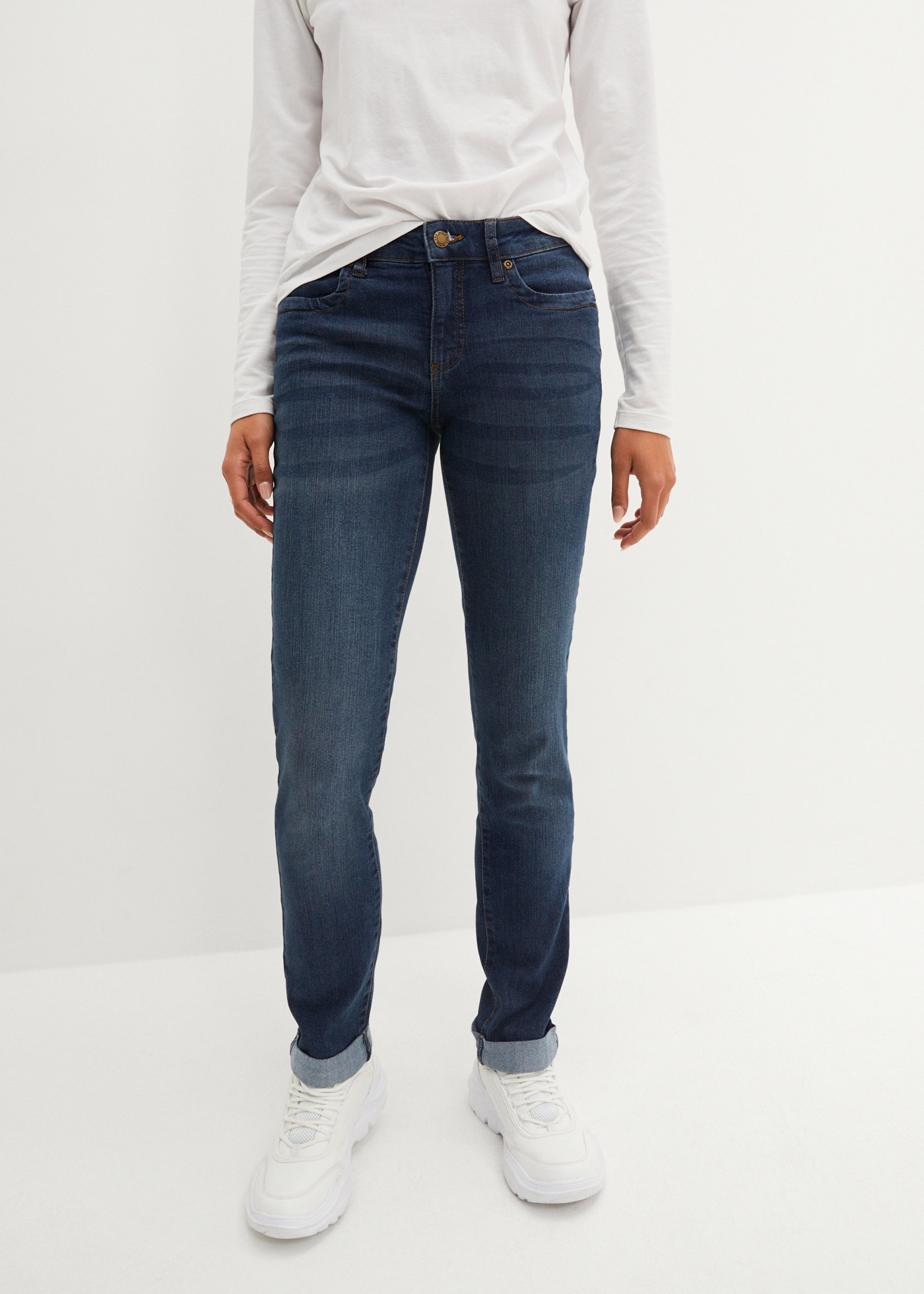 bonprix Straight-Jeans "Straight Jeans Mid Waist, Stretch" Regular Fit, mit günstig online kaufen