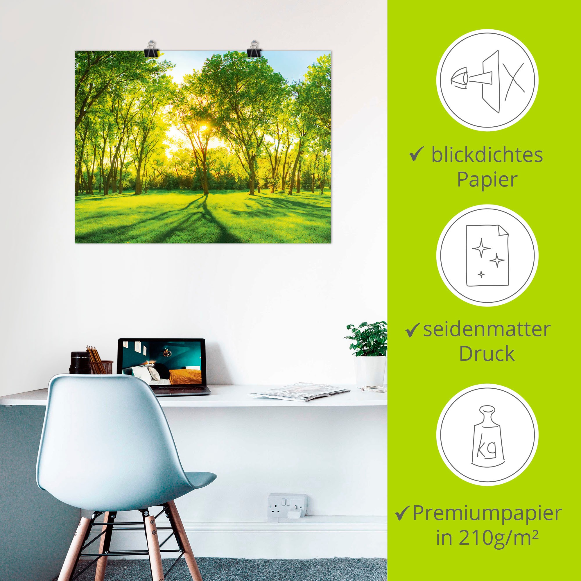 Poster ARTLAND "Frühlingswärme II", grün (farbe bild(er): grün), B:80cm H:60cm, Bilder, Poster, ohne Rahmen 3