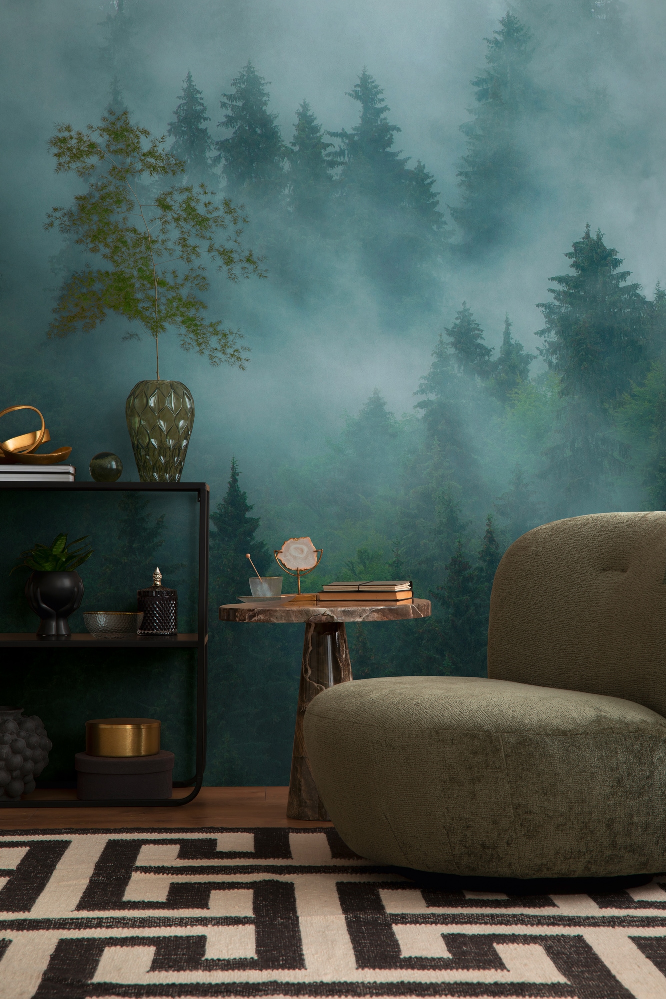 living walls "THE WALL III Landschaft Tapete Motivtapete Wald Wald" matt glatt Vliestapete floral für Schlafzimmer Küche Wohnzimmer Landschaft Design