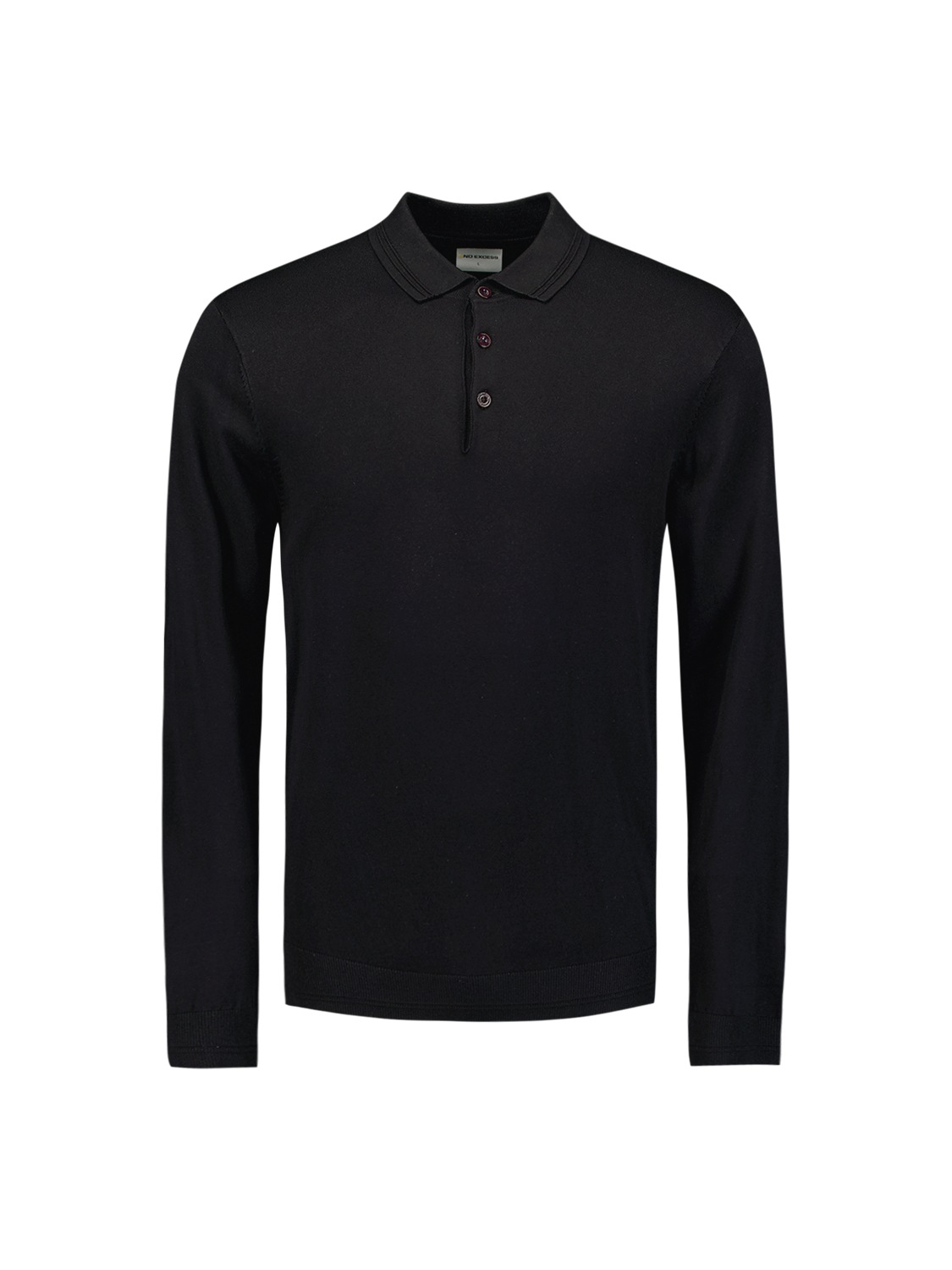 NO EXCESS Rundhalspullover »No Excess Langärmeliger Polo-Pullover«