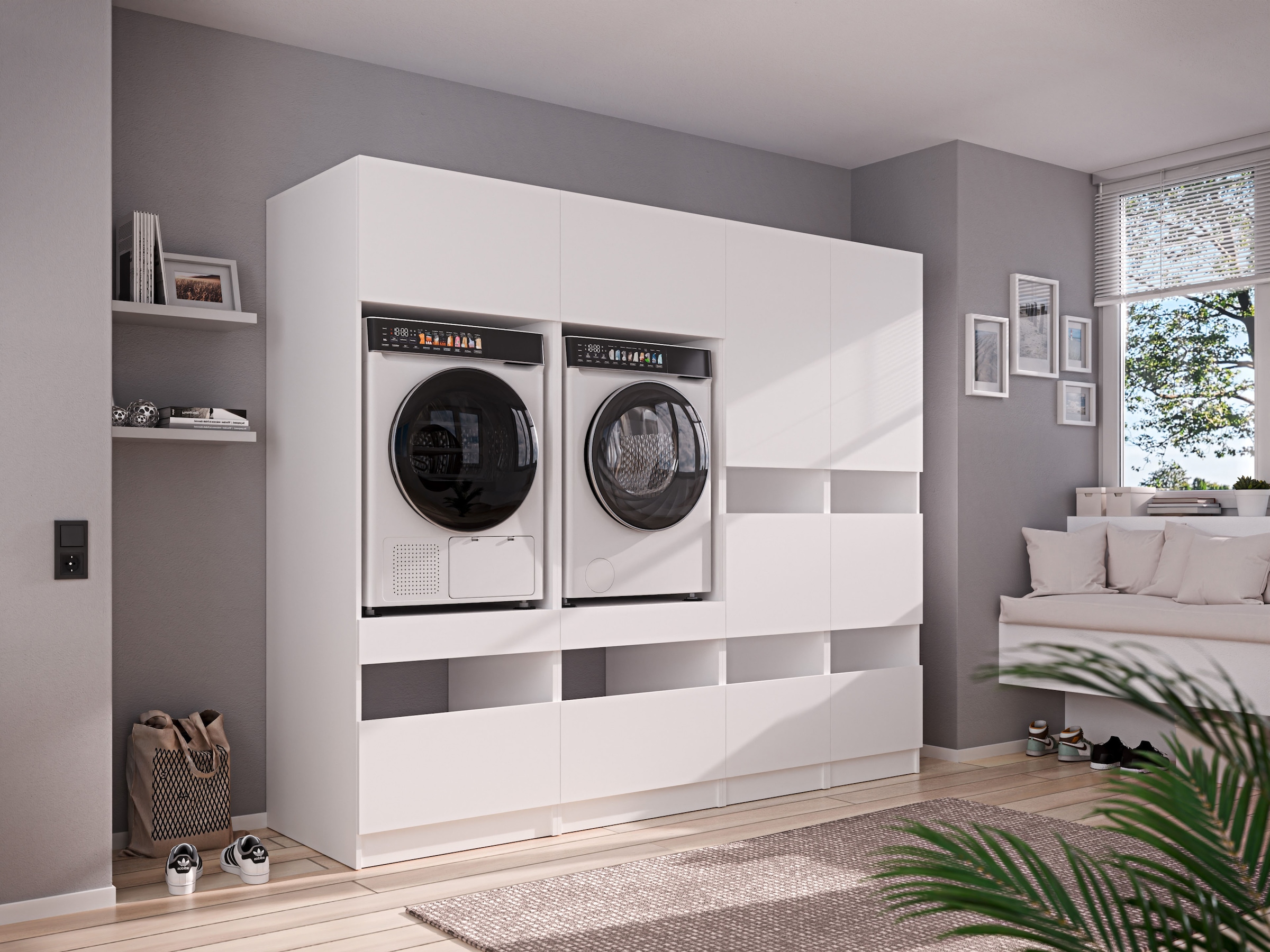 BASIC by Balculina Mehrzweckschrank-Set »Washhome B/T/H 236x68x200 cm« 4 Stk. tlg.