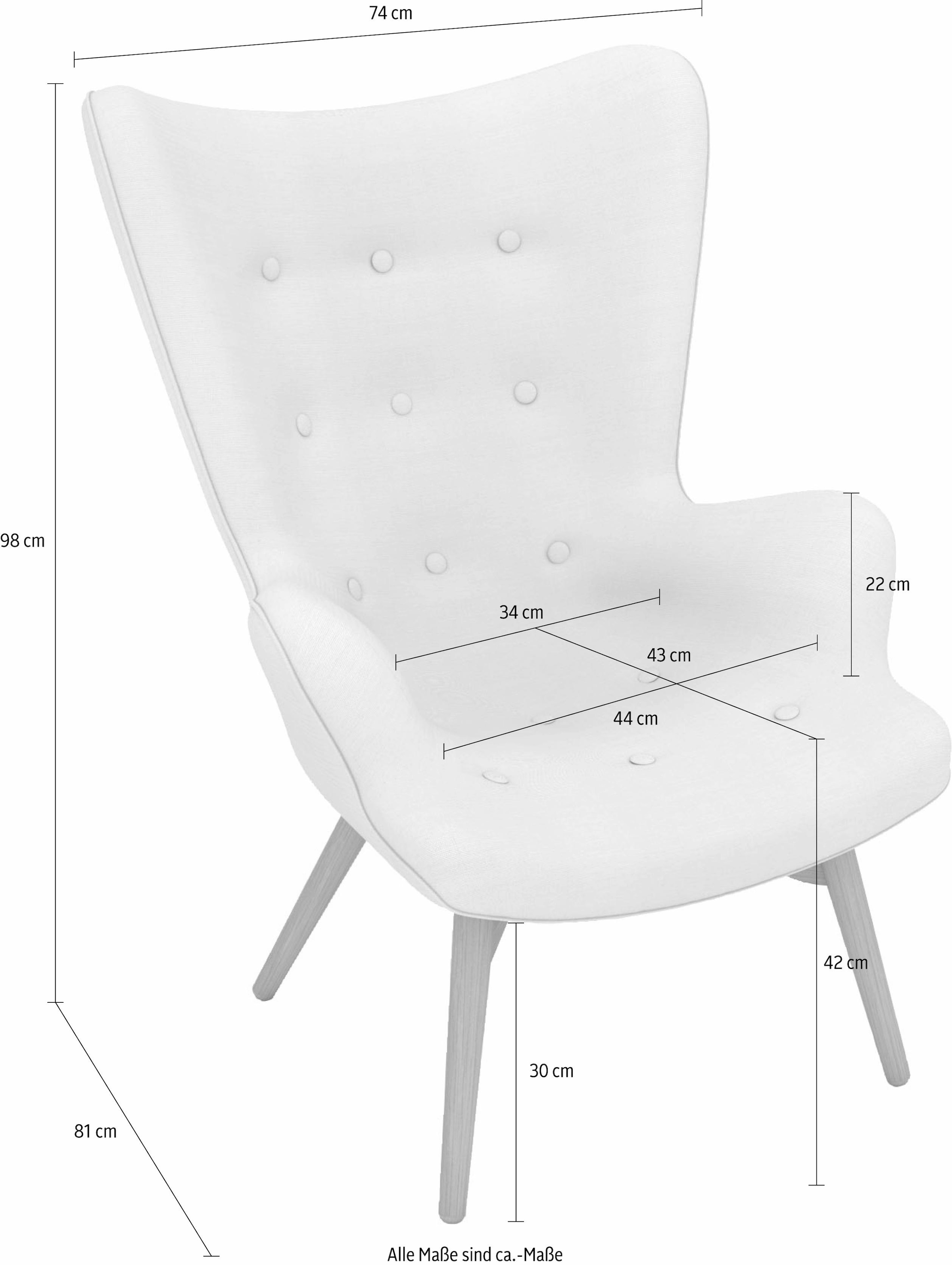 Max Winzer® Sessel »build-a-chair Arne«, im Retrolook, zum Selbstgestalten, Hochlehner