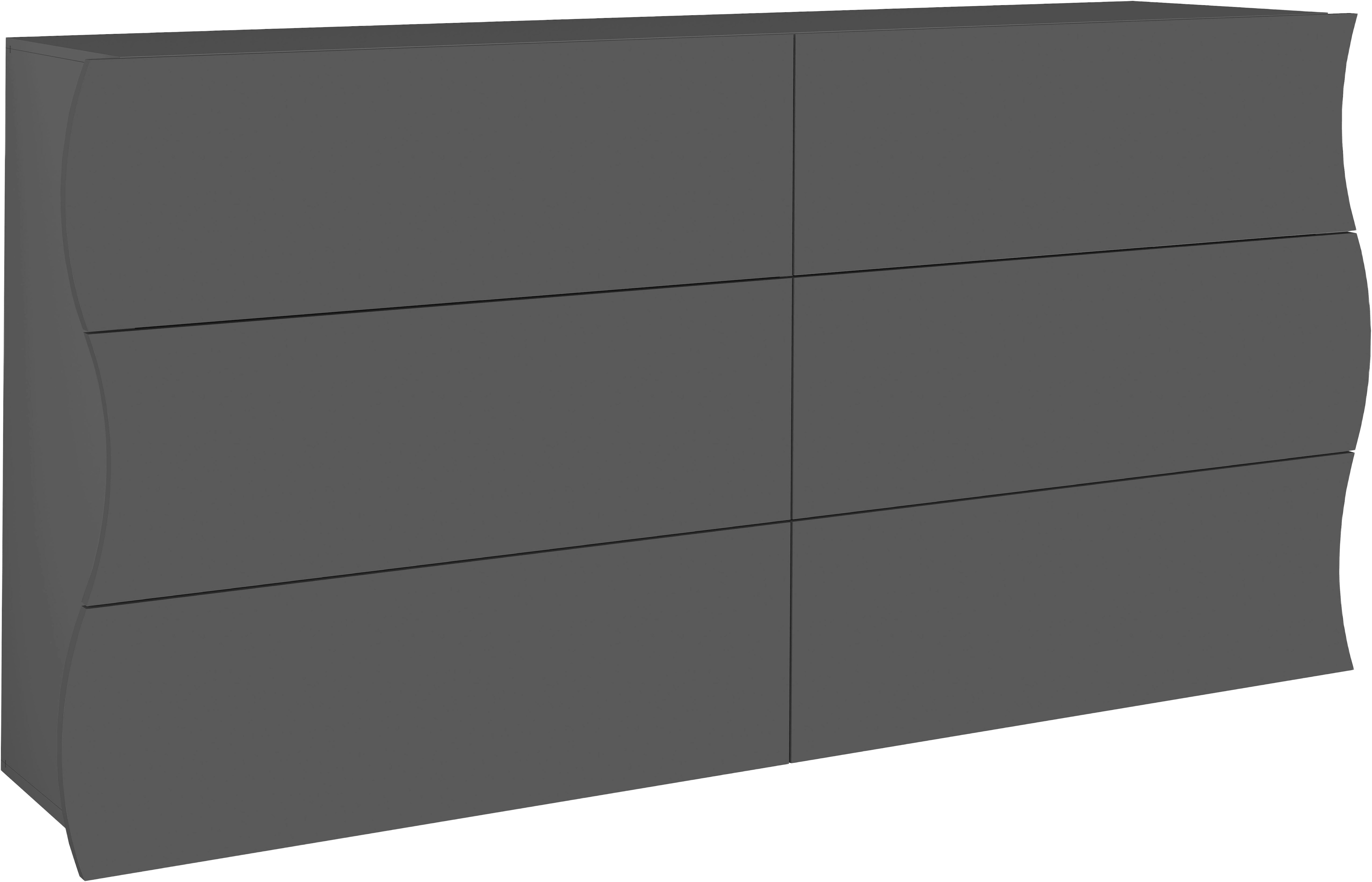 Home affaire Kommode "Onda" Onda, 154 cm breit, Anthrazit matt, mit 6 Schubladen, Made in Italy