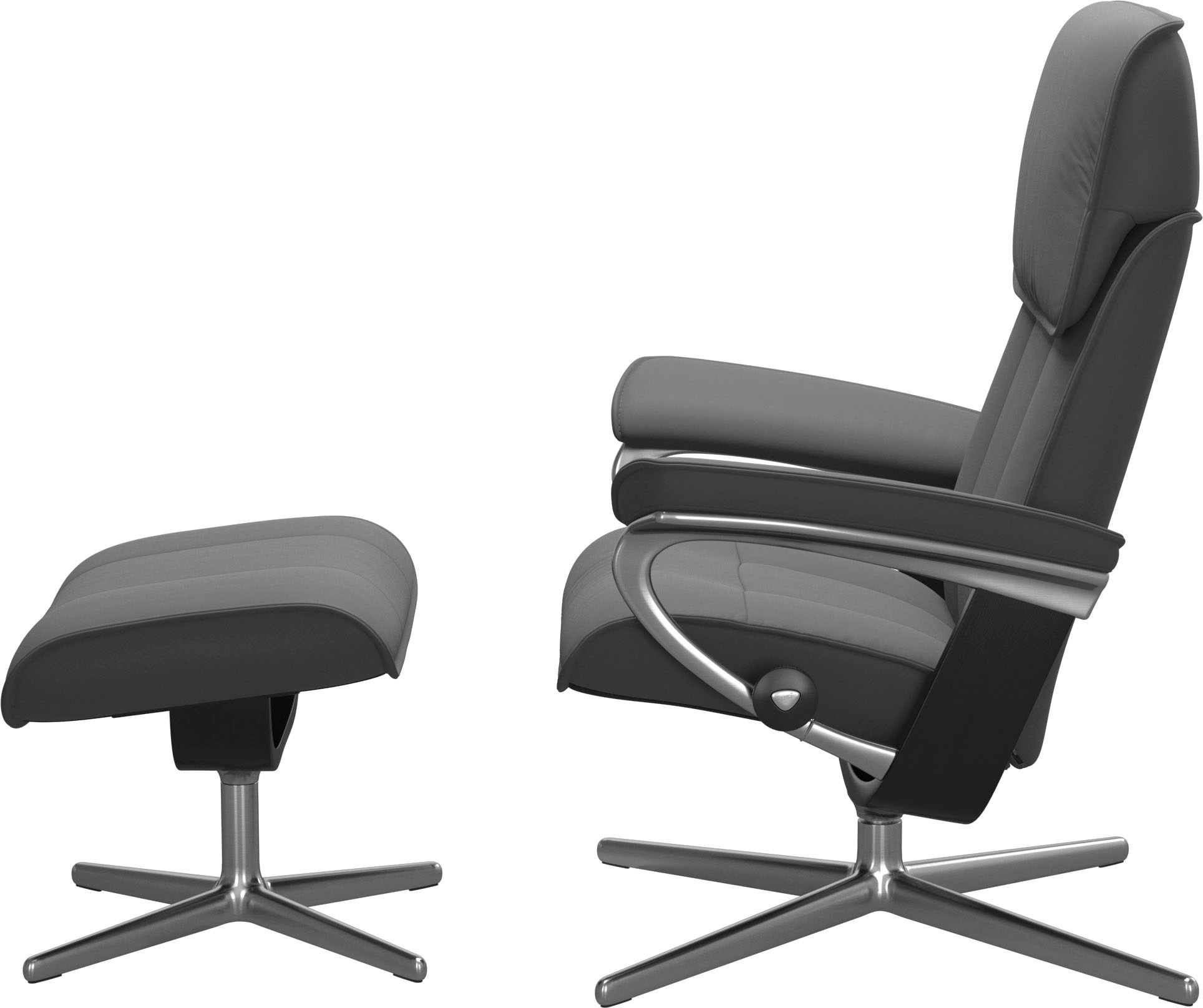 Fußhocker STRESSLESS "Admiral", grau (grau batick), B:55cm H:41cm T:39cm, Leder BATICK: BATICK ist ein leicht korrigiertes, durchgefärbtes und genarbtes Möbelleder, bei dem die meisten Unebenheiten und Spuren in der Regel entfernt wurden., Hocker, Fußhock 3