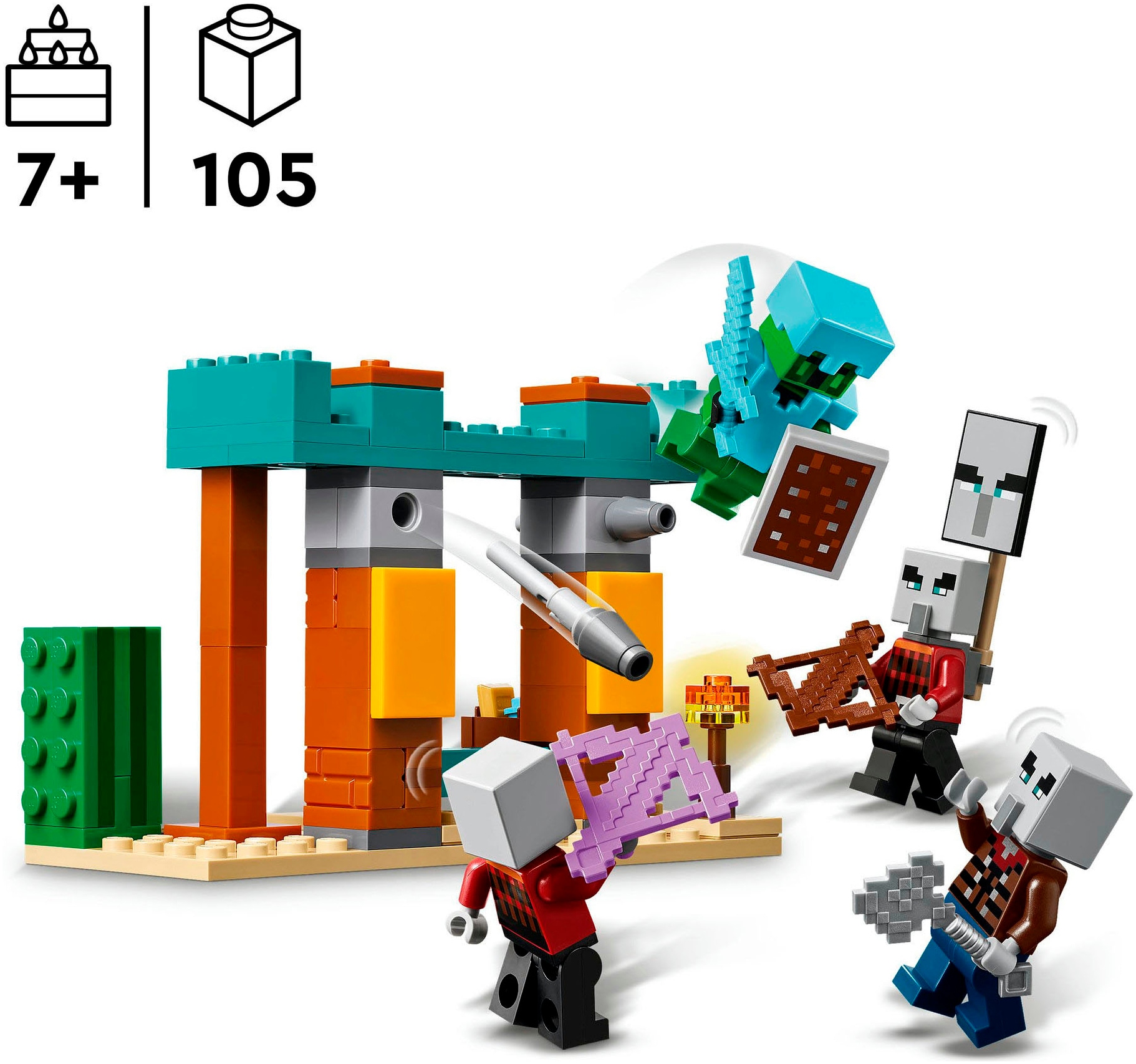 LEGO® Konstruktionsspielsteine »Die Illager-Wüstenpatrouille (21267), LEGO Minecraft«, (105 St.), Made in Europe