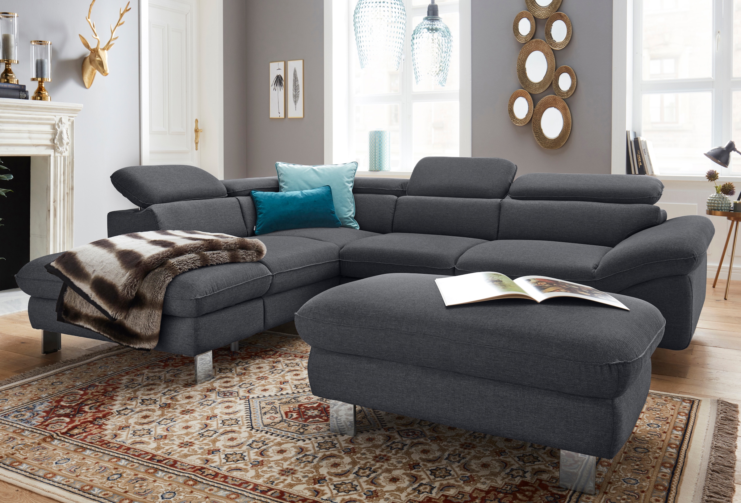 COTTA Ecksofa »Driver L-Form«, mit Kopfteilverstellung, wahlweise mit Bettfunktion & Bettkasten