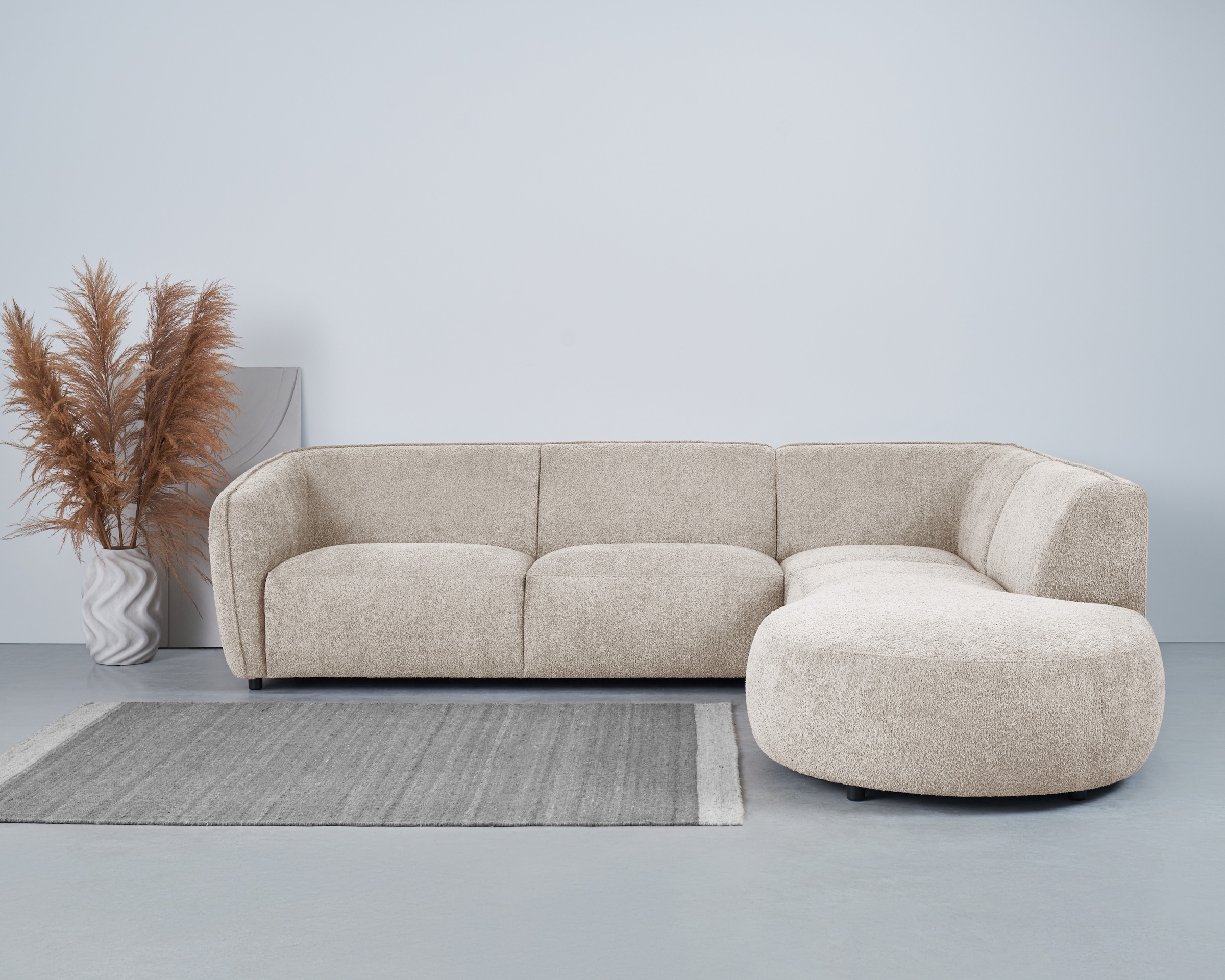 OTTO home Ecksofa "OSTRUP Rundsofa, L-Form, Naturtöne, Boucle oder Chenille" Breite 273 cm, organische Form mit sanften Rundungen