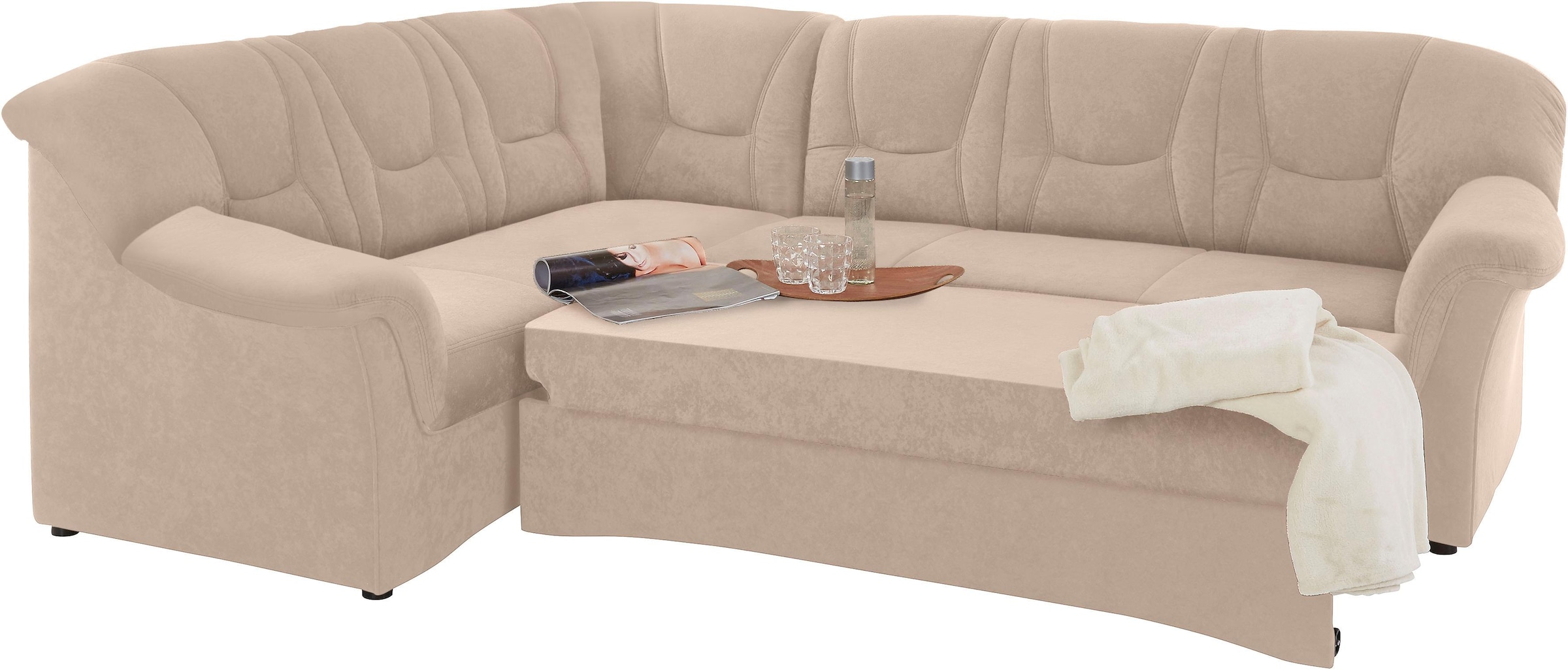 DOMO collection Ecksofa »Sarafina zeitlos und komfortabel, optional mit Federkern, L-Form«, wahlweise mit Bettfunktion
