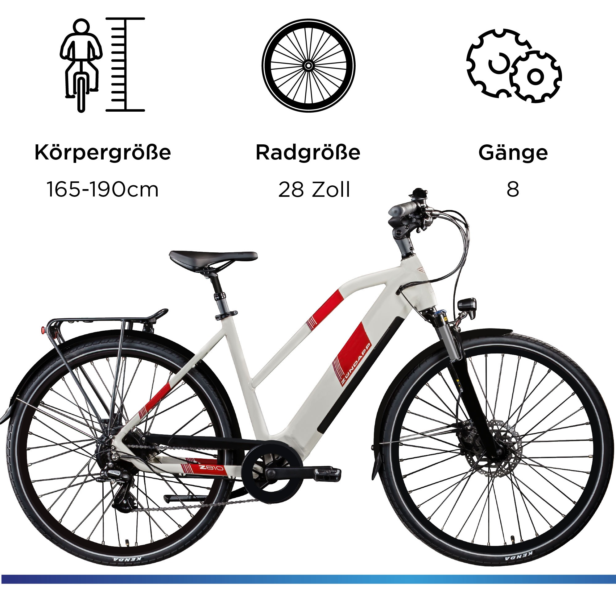 Thumbnail - Zündapp E-Bike "Z810", 8 Gang, Shimano, Altus RD-M310, Heckmotor 250 W
