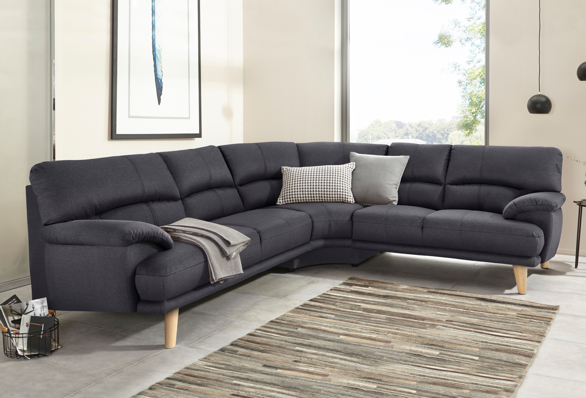 TRENDMANUFAKTUR Polsterecke »Cecilia, italienisches Designsprache, modern und komfortabel, L-Form,«, toller Sitzkomfort und bequeme Armlehnen