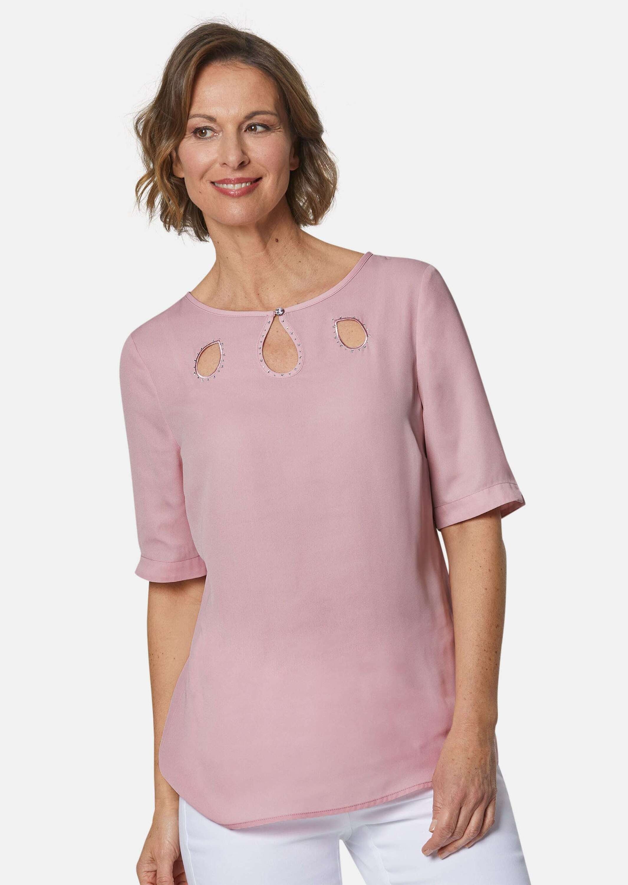 GOLDNER Kurzarmbluse »Bluse Feminine Bluse mit aufregender Ausschnittlösung«