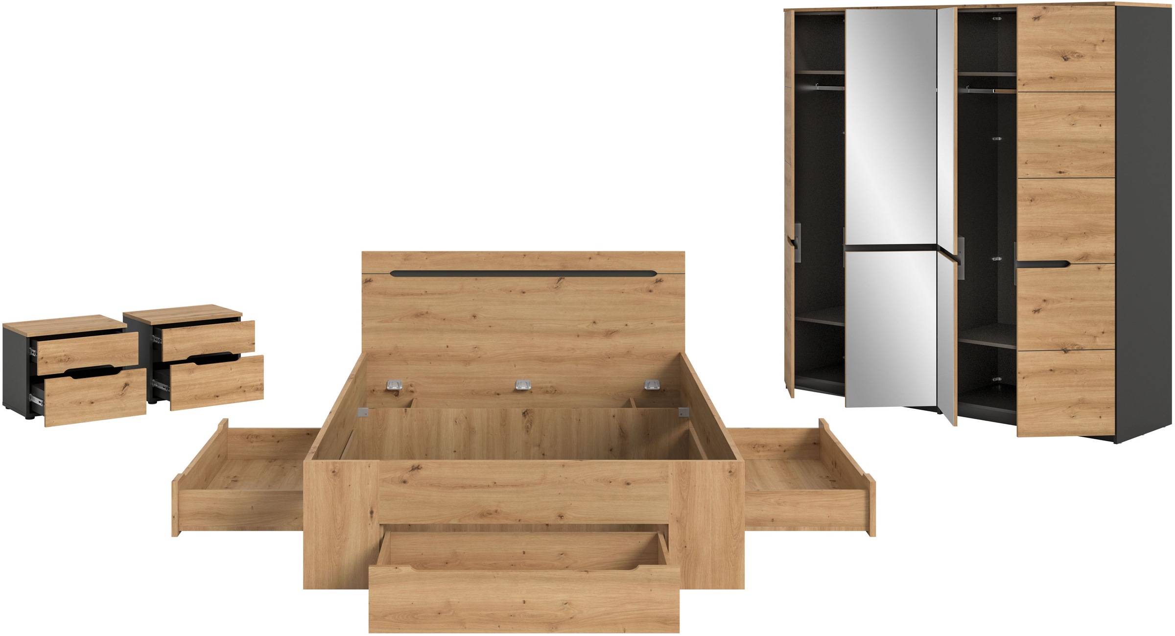 Home affaire Schlafzimmer-Set "REHAT, 4-teilig, best. aus: Bett, Kleidersch günstig online kaufen